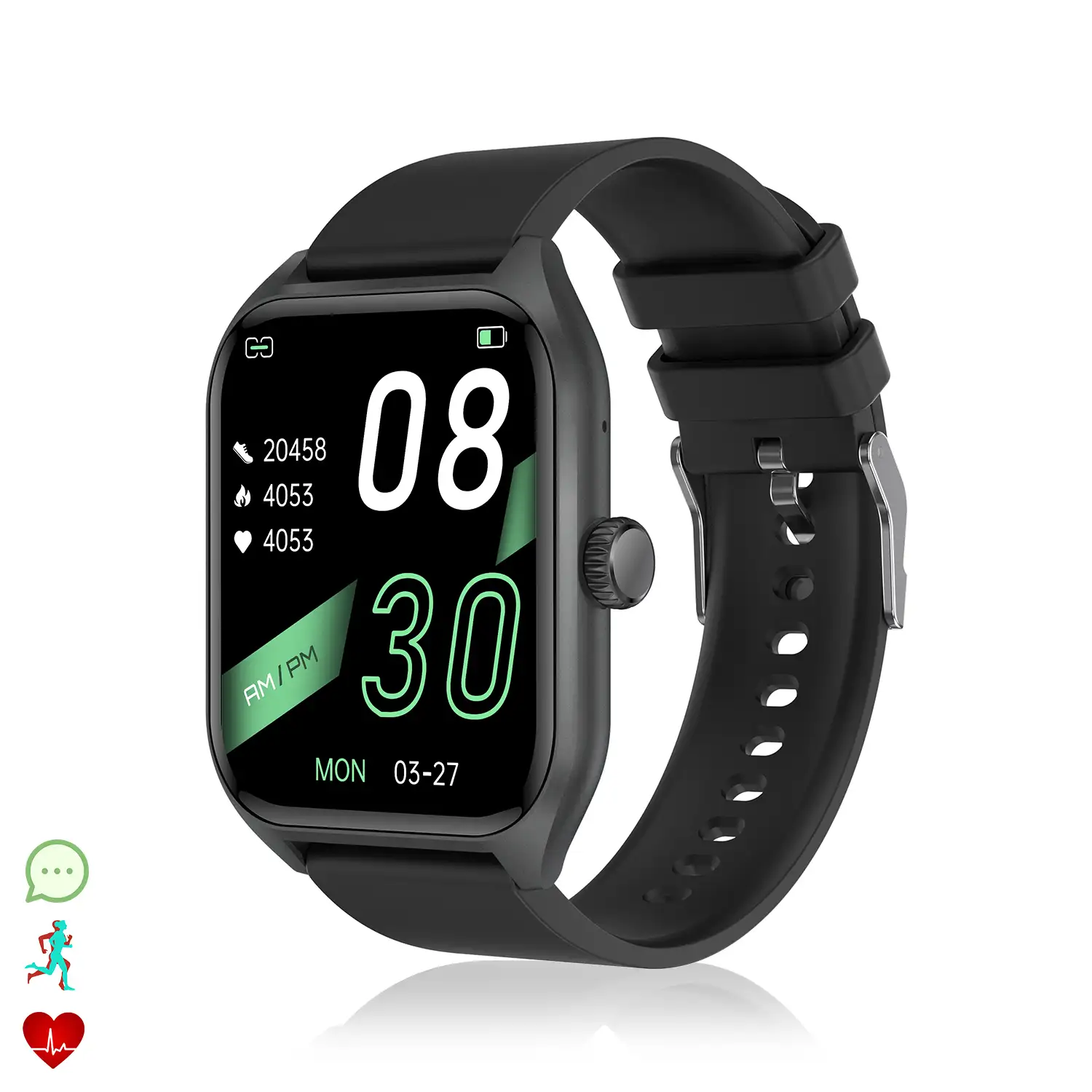 Smartwatch Qx5 con pantalla de 1,96 pulgadas. Llamadas Bluetooth, más de 100 modos deportivos, monitor de glucosa y de tensión.