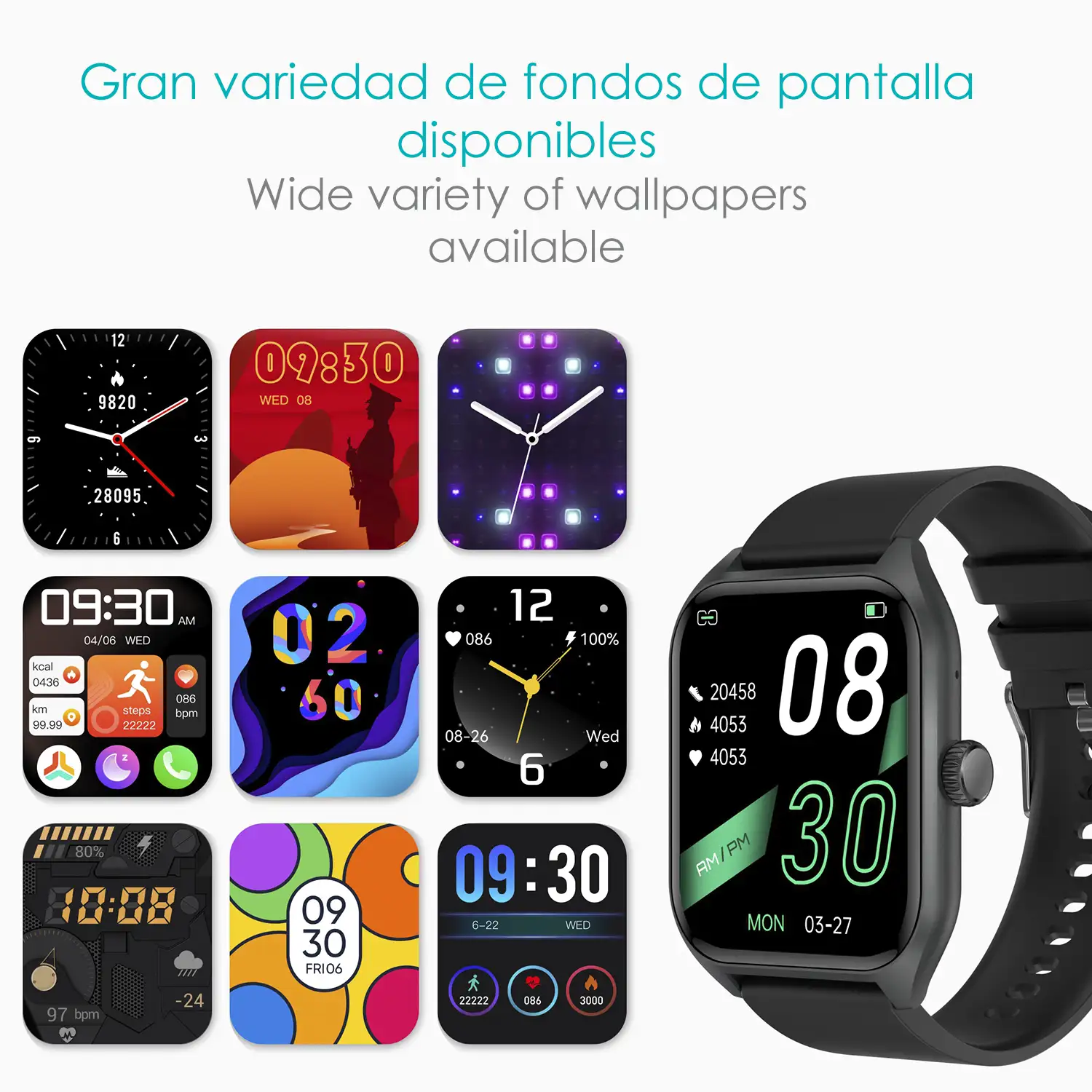 Smartwatch Qx5 con pantalla de 1,96 pulgadas. Llamadas Bluetooth, más de 100 modos deportivos, monitor de glucosa y de tensión.