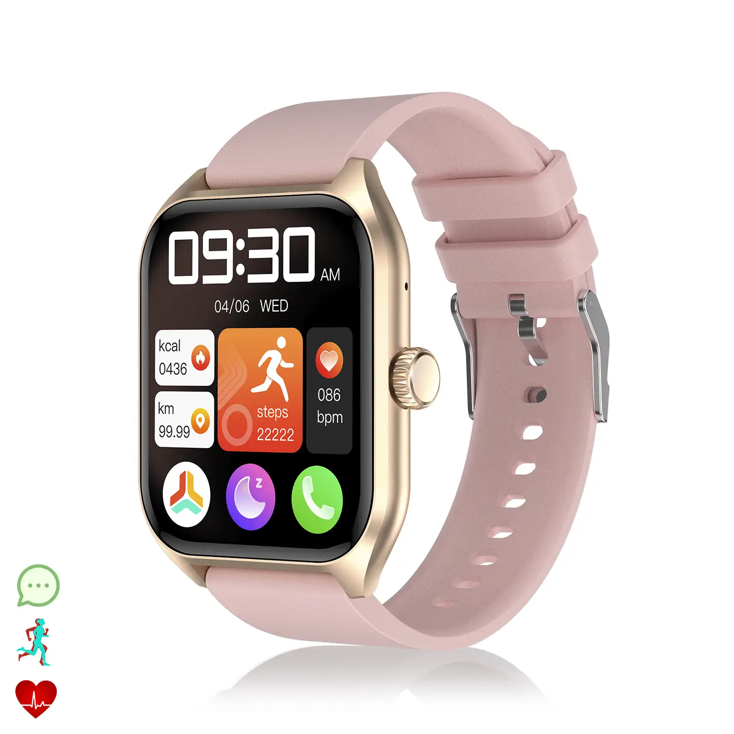 Smartwatch Qx5 con pantalla de 1,96 pulgadas. Llamadas Bluetooth, más de 100 modos deportivos, monitor de glucosa y de tensión.