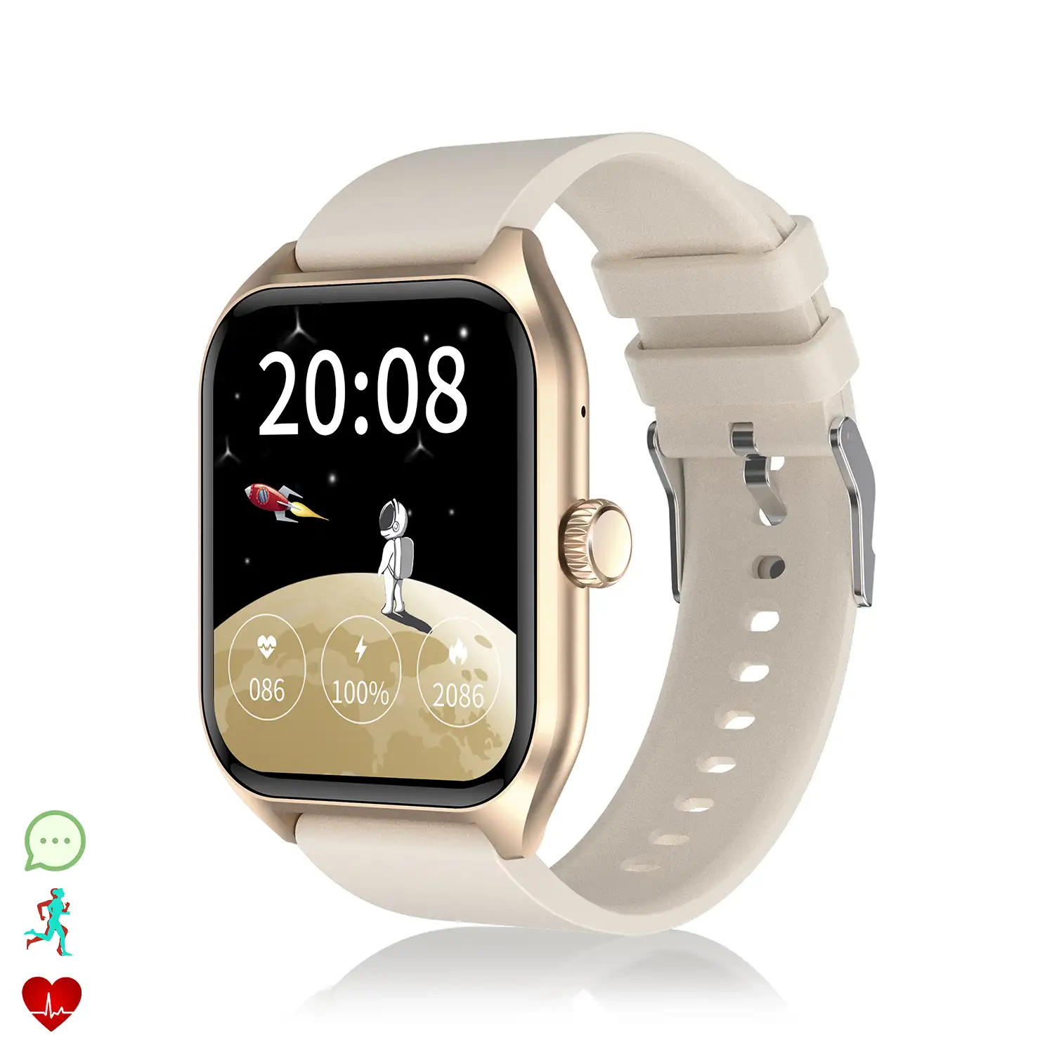 Smartwatch Qx5 con pantalla de 1,96 pulgadas. Llamadas Bluetooth, más de 100 modos deportivos, monitor de glucosa y de tensión.