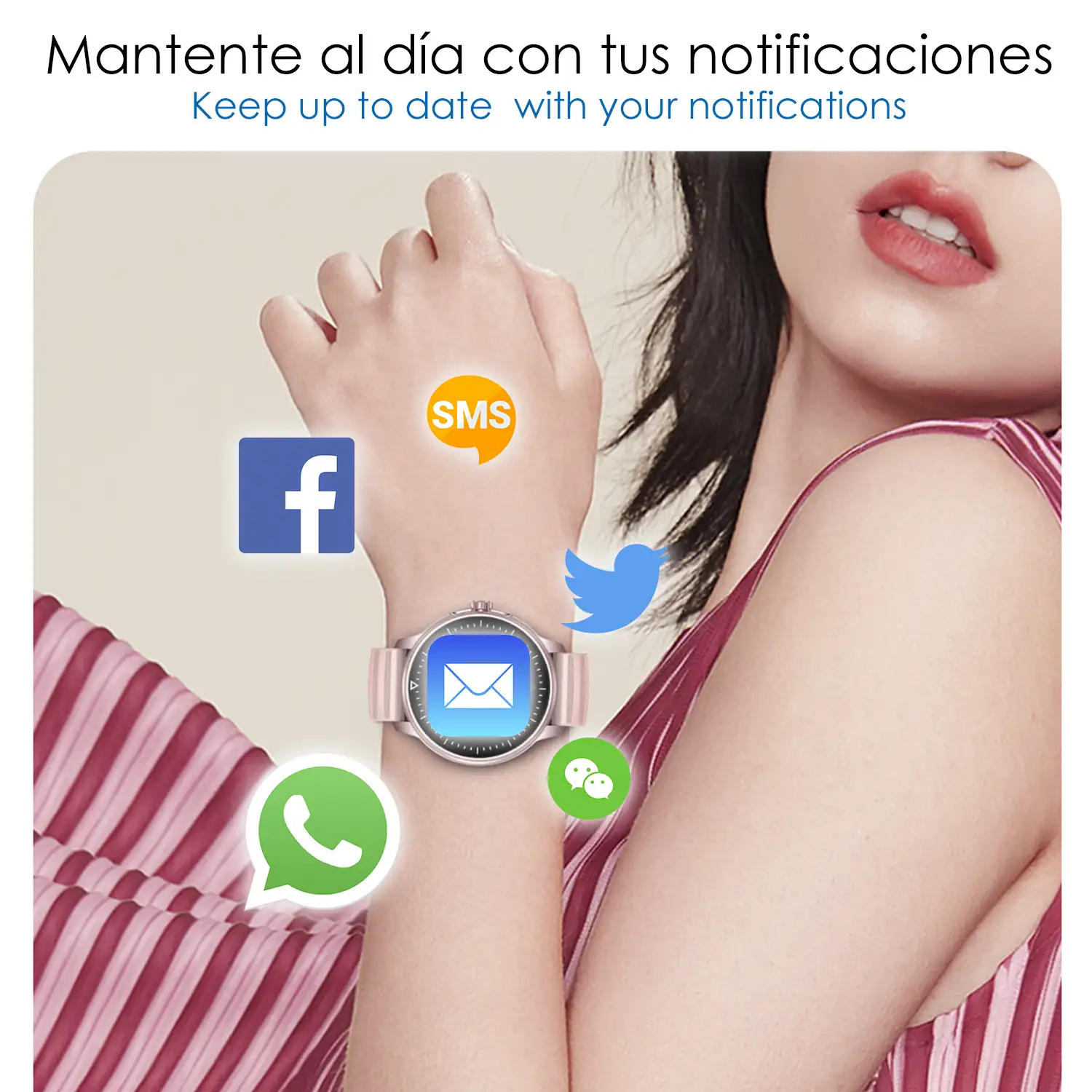 Smartwatch ZW45 con notificaciones de Apps, llamadas Bluetooth. Monitor  de tensión y oxígeno en sangre. Corona multifunción.