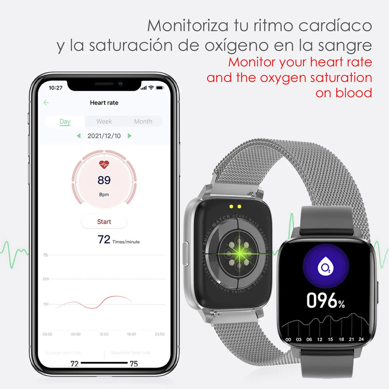 Smartwatch DTX MAX con múltiples modos deportivos, acceso asistente voz, Widgets. Monitor de oxígeno en sangre y cardiaco.