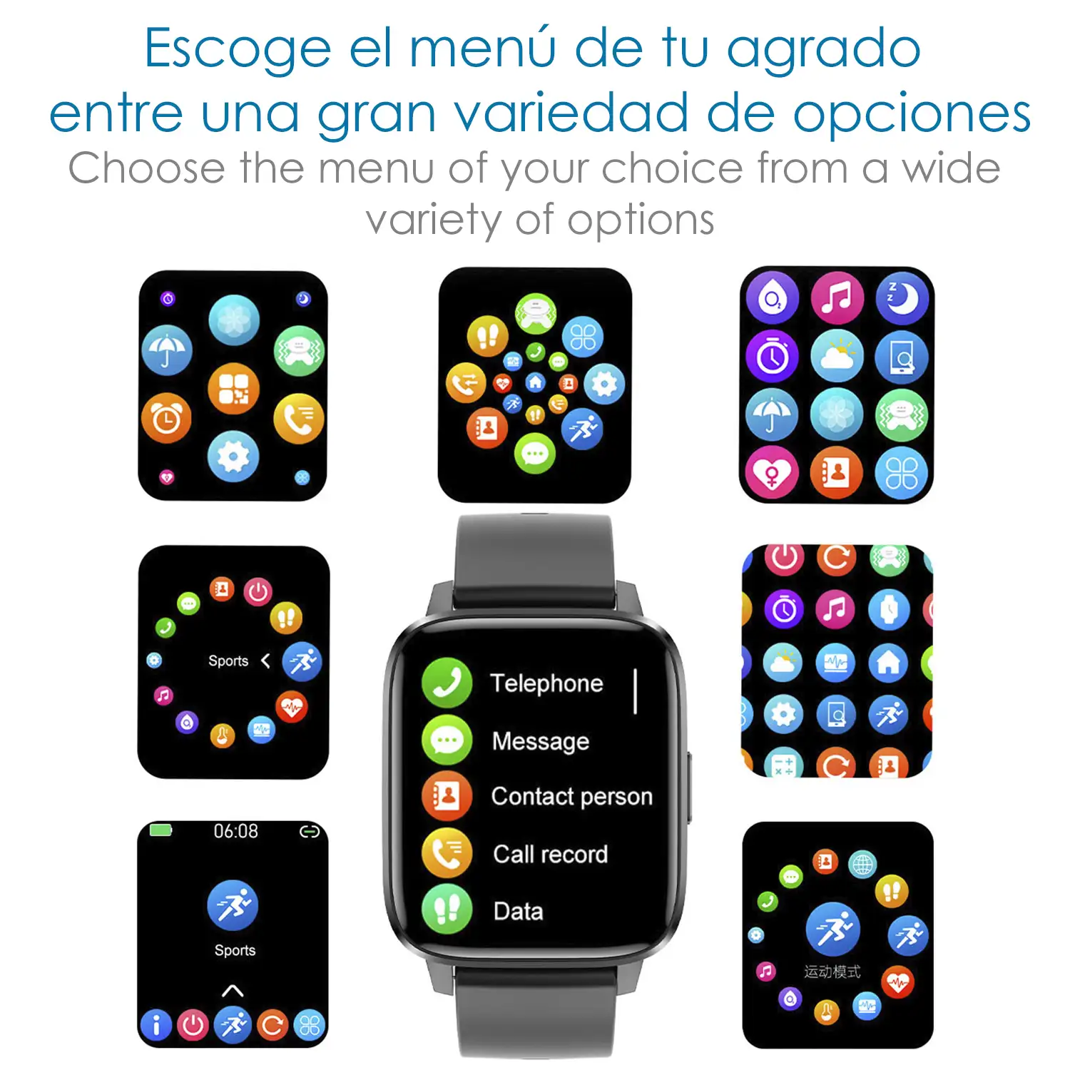 Smartwatch DTX MAX con múltiples modos deportivos, acceso asistente voz, Widgets. Monitor de oxígeno en sangre y cardiaco.