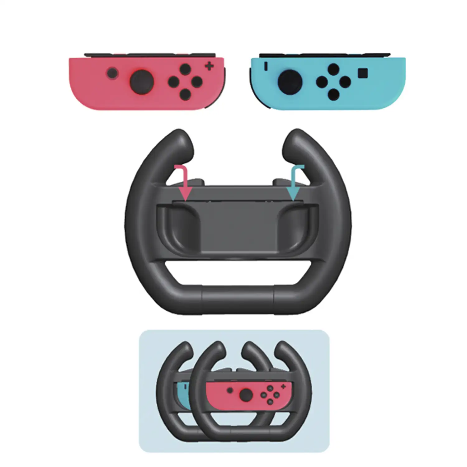 Volante Dobe para mando Joy-Con de Switch. Incluye 2 unidades.