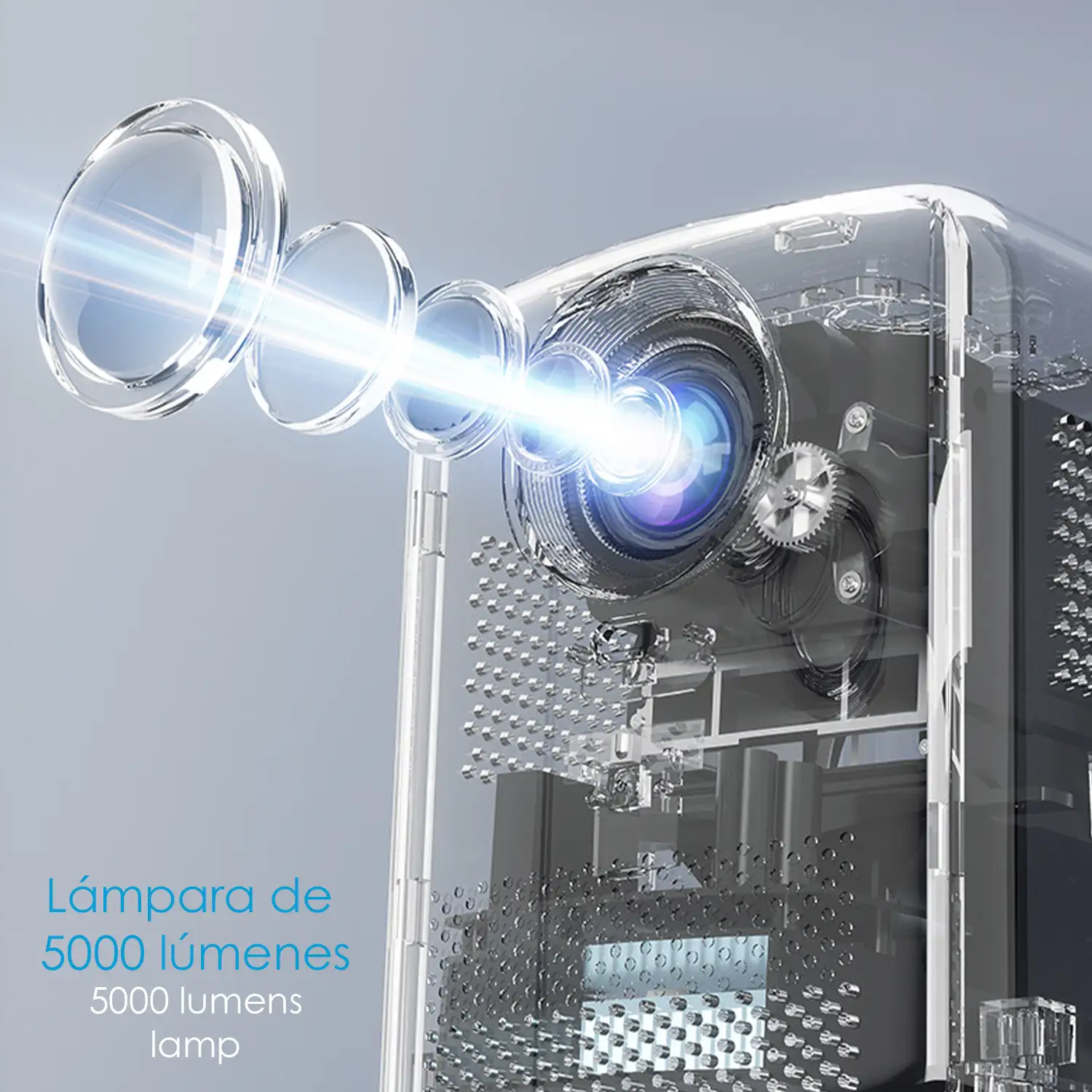 Video proyector LCD T8, con WiFi y Bluetooth. Resolución nativa HD720, 32 a 150 pulgadas. Duplicación de pantalla para iOS y Android.