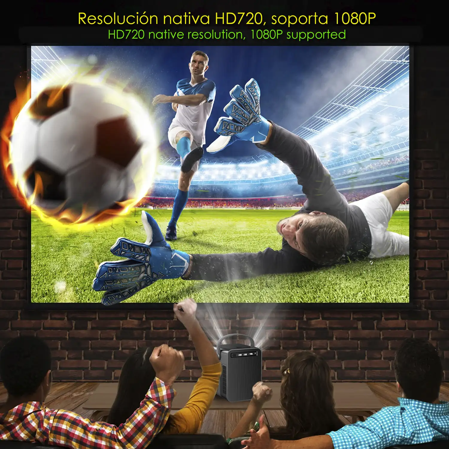 Video proyector LCD S2, con WiFi y Bluetooth. Resolución nativa HD720, 32 a 150 pulgadas. Duplicación de pantalla para iOS y Android.
