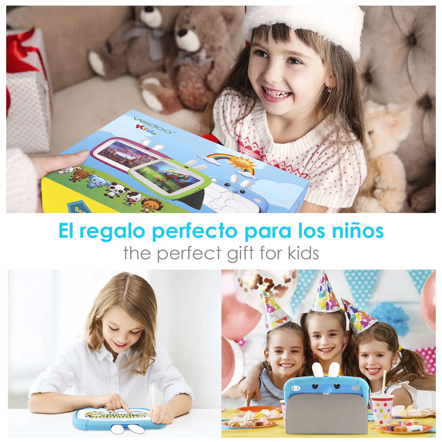 Tablet Infantil A133 WiFi. SO Android 11. Pantalla 7'' 1024x600px. Quad-core ARM Cortex™ A53. 2GB RAM + 32GB. Doble cámara.