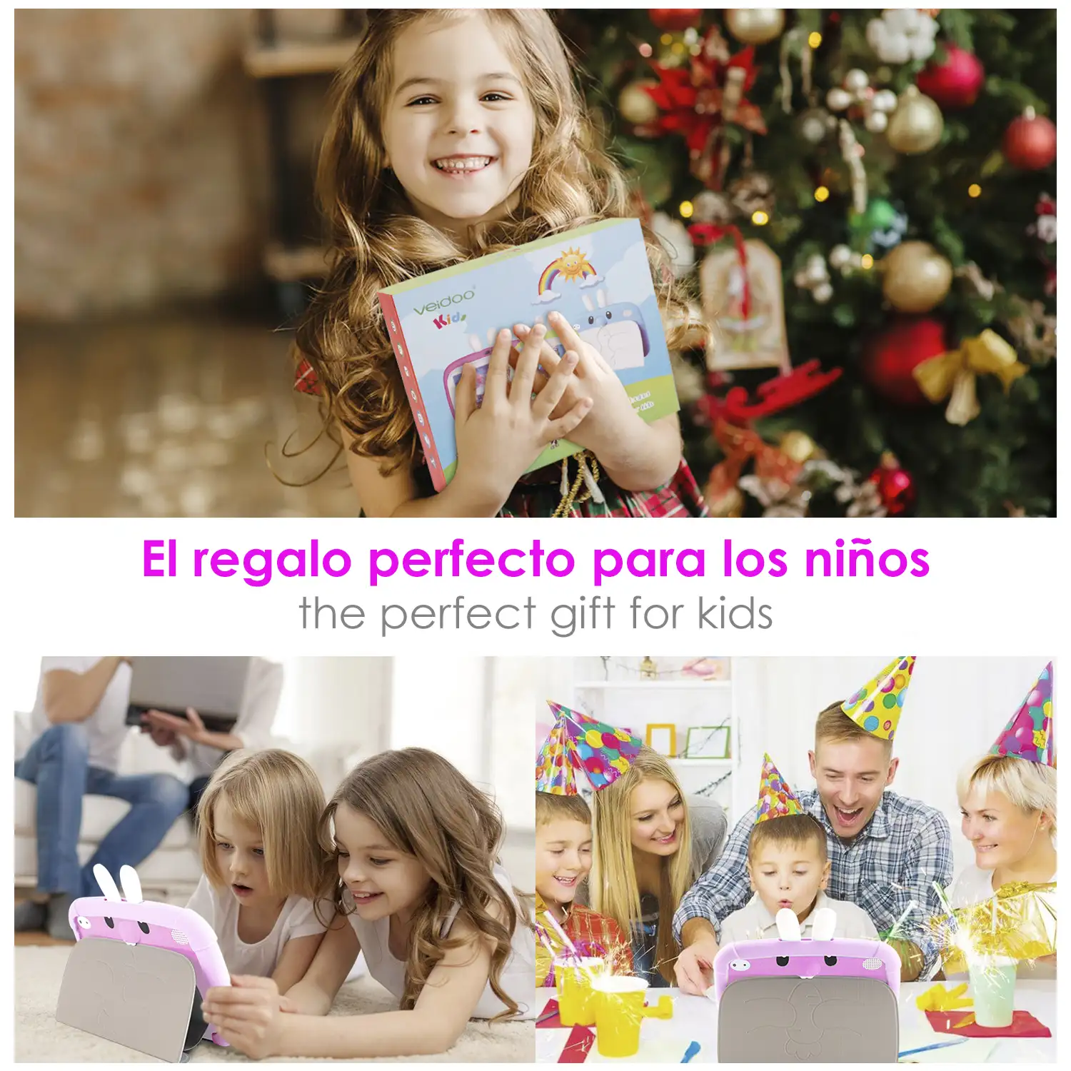 Tablet Infantil A133 WiFi. SO Android 11. Pantalla 7'' 1024x600px. Quad-core ARM Cortex™ A53. 2GB RAM + 32GB. Doble cámara.