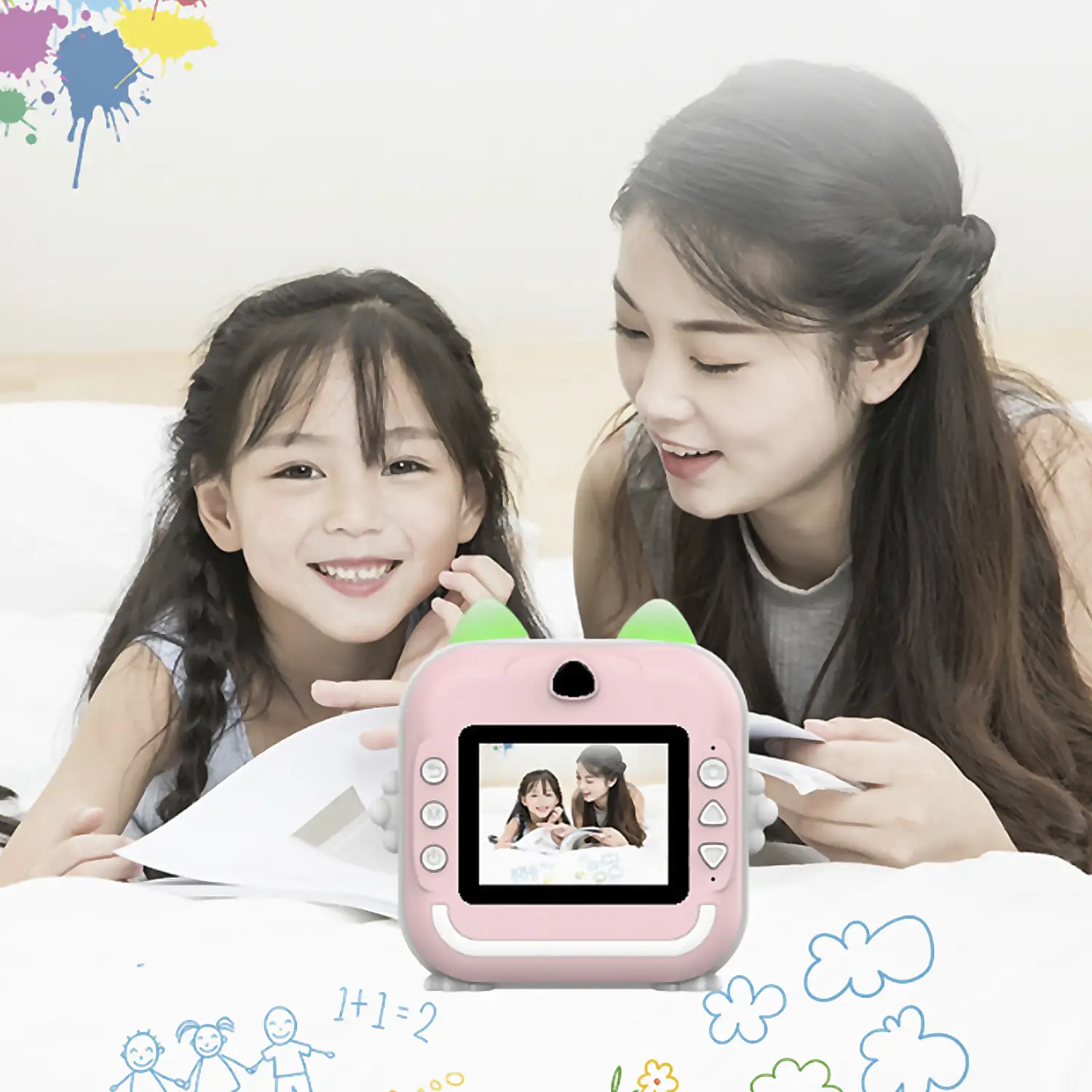 Cámara digital 2 en 1 Q5 de fotos 24mpx y video HD para niños. Cámara instantánea e impresora bluetooh.