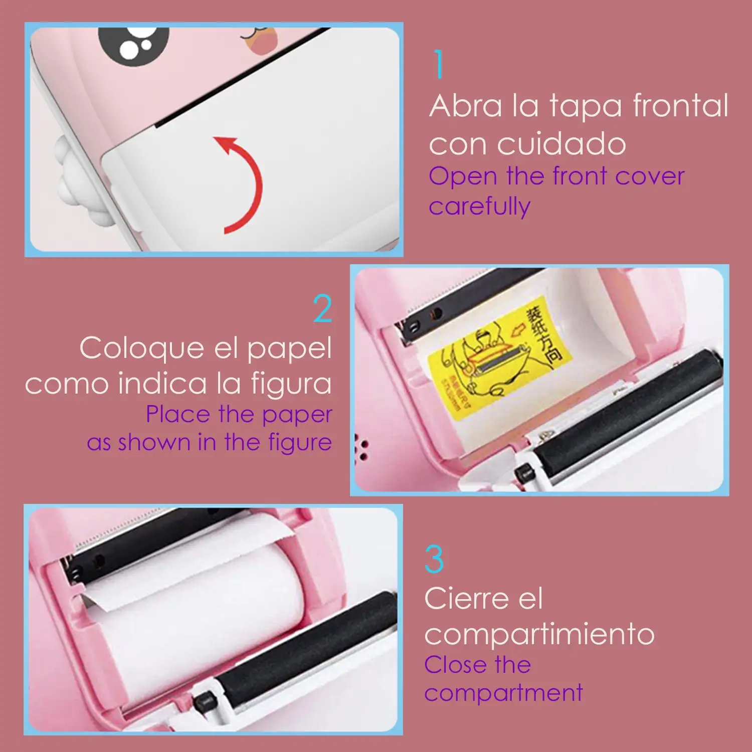 Cámara digital 2 en 1 Q5 de fotos 24mpx y video HD para niños. Cámara instantánea e impresora bluetooh.