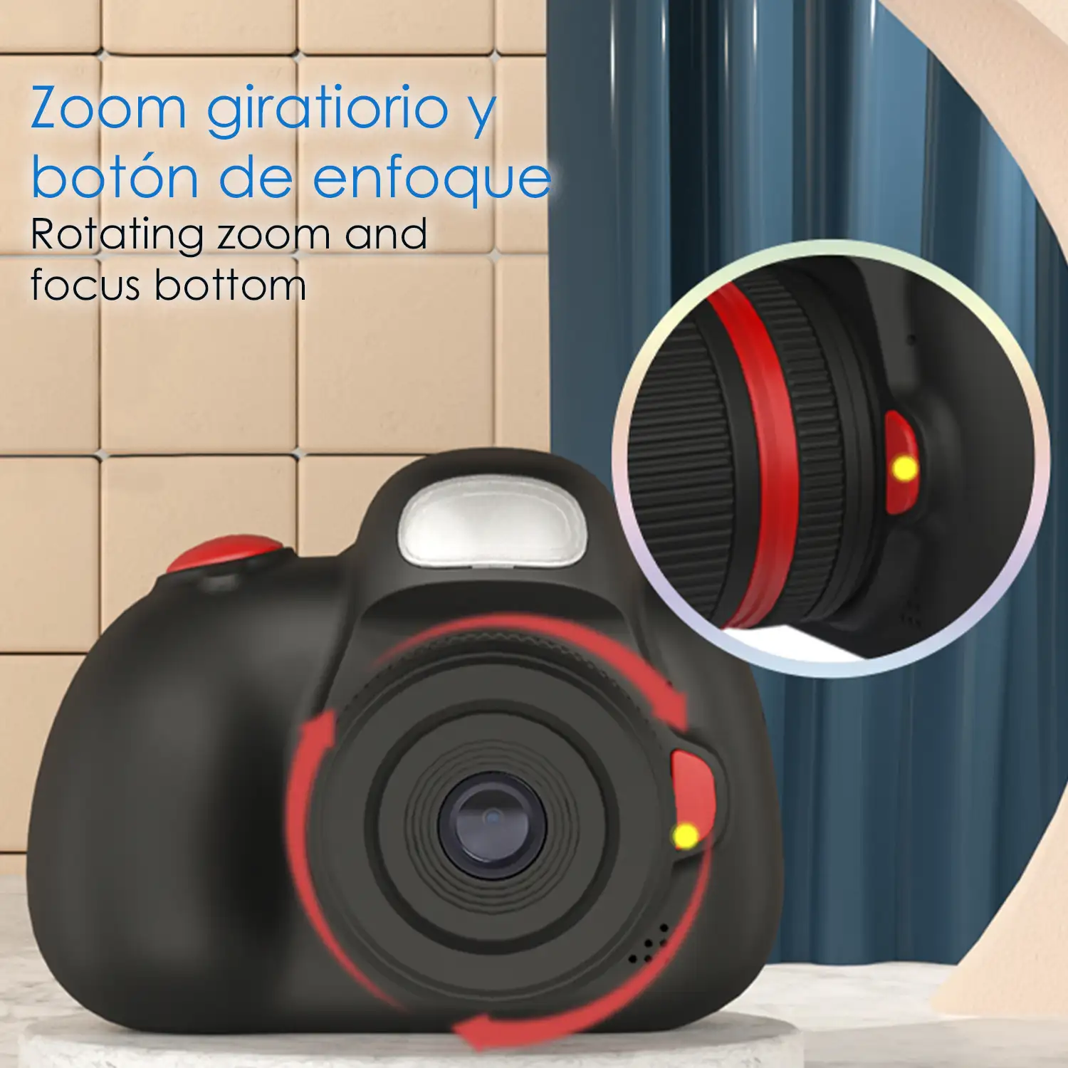 Cámara digital D6S de fotos 48mpx y video HD para niños. Pantalla de 2,4. Enfoque manual y automático. Flash, cámara secundaria.