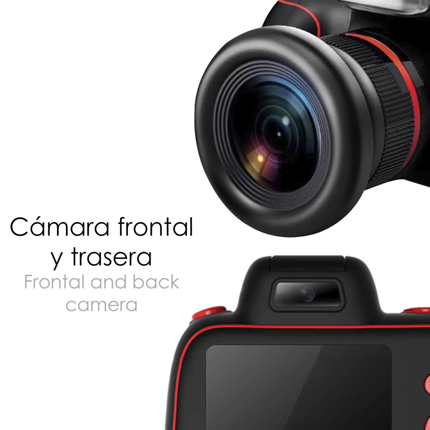 Cámara digital D6PRO de fotos 48mpx y video 4K, para niños. Pantalla de 2,4. Zoom manual giratorio. Flash, cámara secundaria.