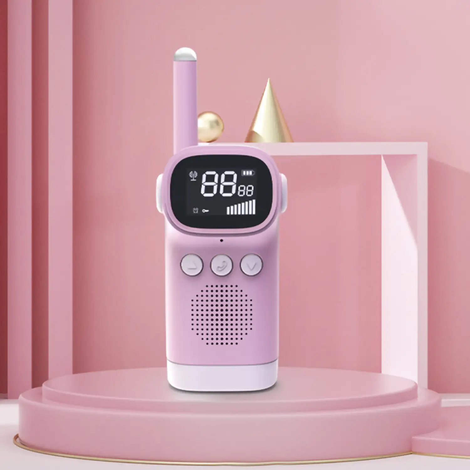 Walkie Talkies infantiles D20, 1-3 km, pantalla de 1,5 LCD, 99 códigos de grupo encriptados. 2 unidades.