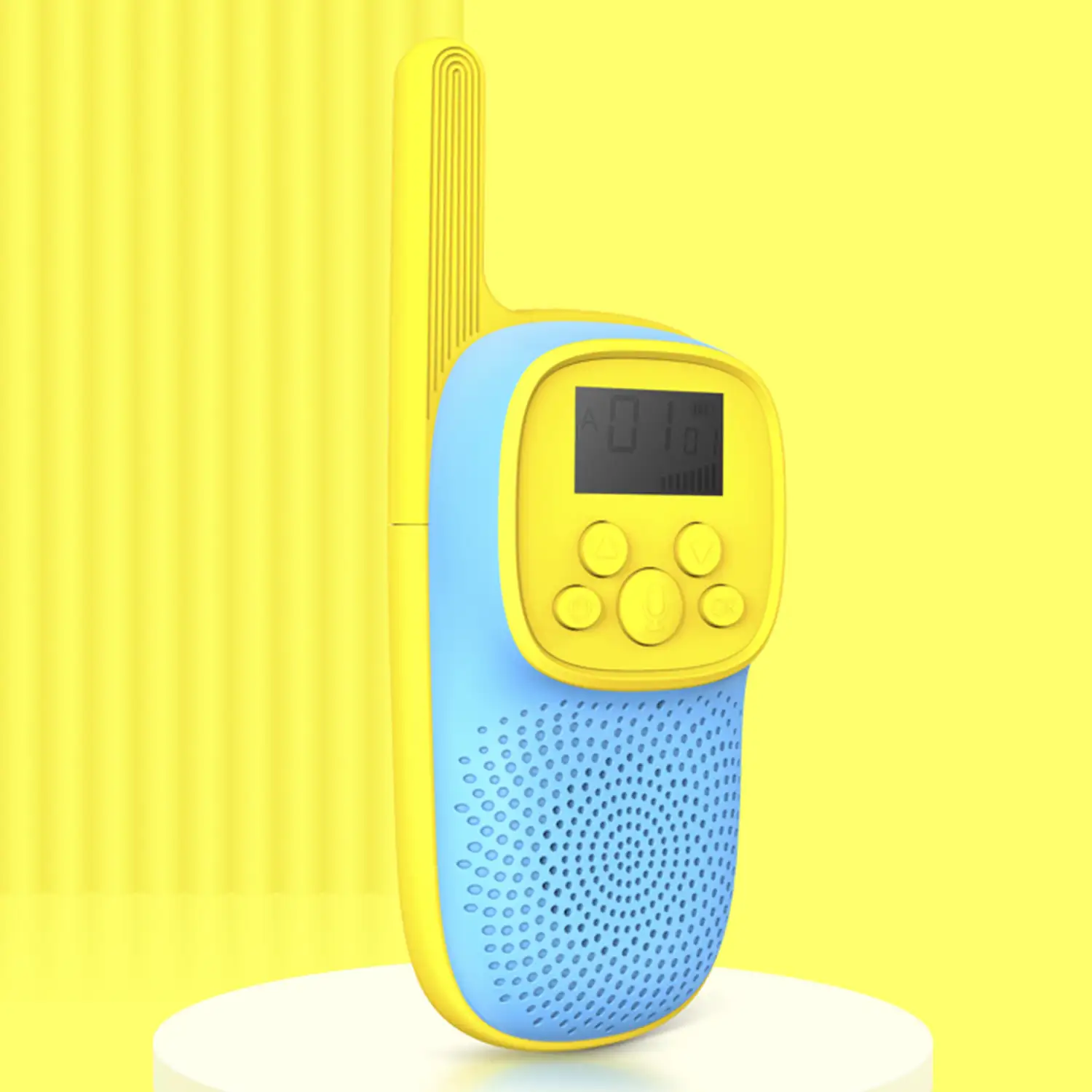 Walkie Talkies infantiles D21, 1-3 km, pantalla de 1,5 LCD, 99 códigos de grupo encriptados, luz LED. 2 unidades. Batería recargable.