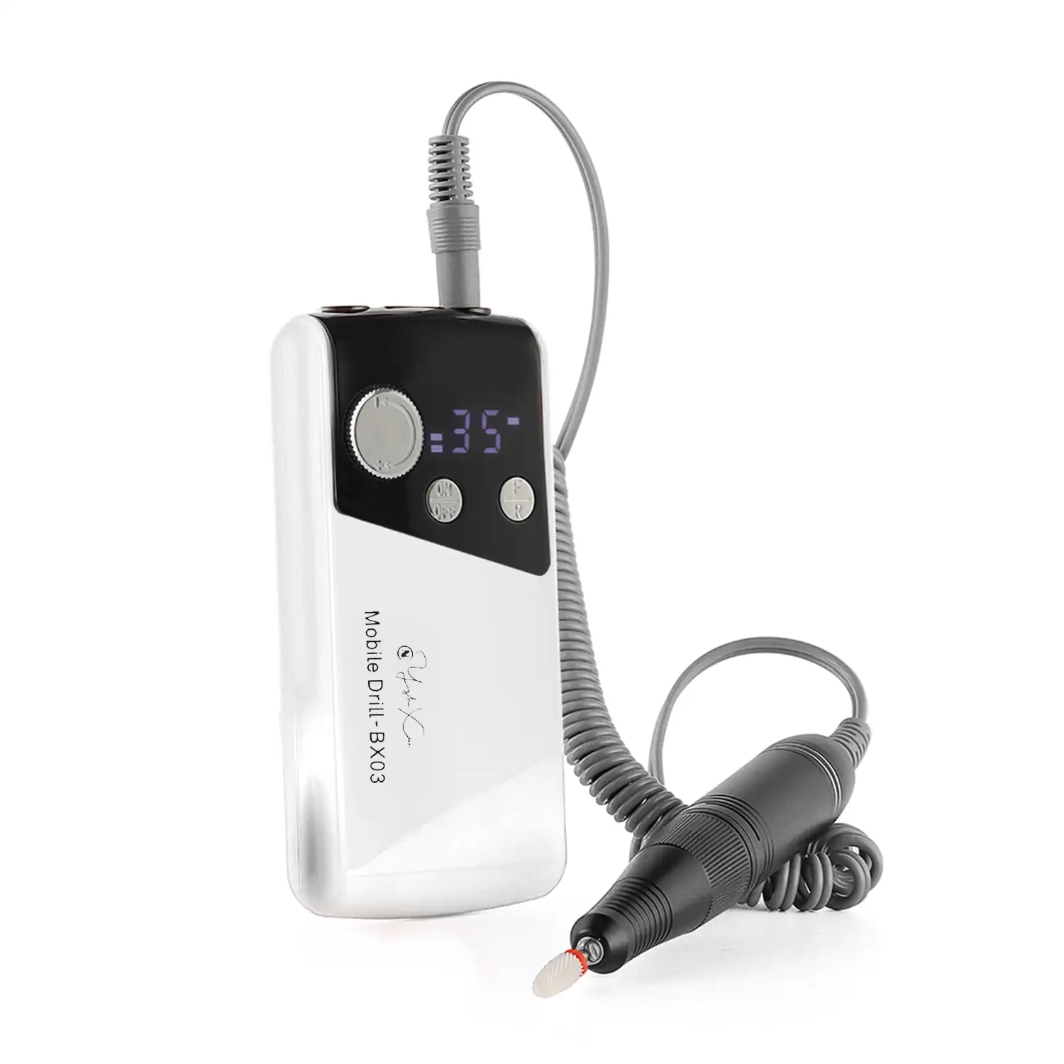 Pulidora de uñas con batería recargable de 2000mAh, hasta 35.000rpm. Velocidad regulable. Incluye 1 cabezal de pulido.
