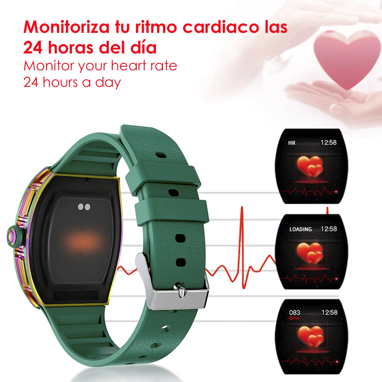 Smartwatch M7, especial muñecas finas, con monitor de tensión, oxígeno en sangre y cardíaco; 8 modos multideportivos. Notificaciones de Apps.