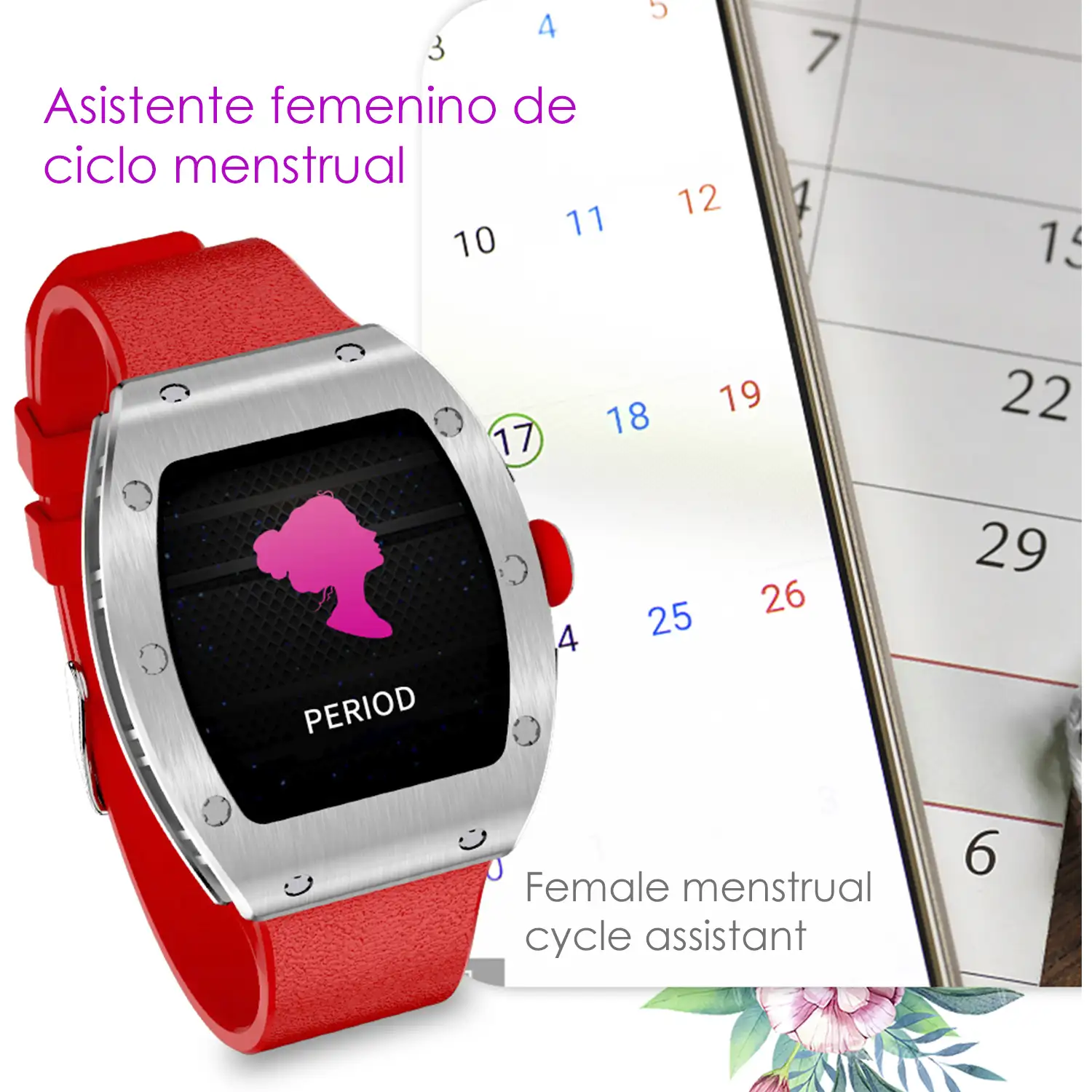 Smartwatch M7, especial muñecas finas, con monitor de tensión, oxígeno en sangre y cardíaco; 8 modos multideportivos. Notificaciones de Apps.