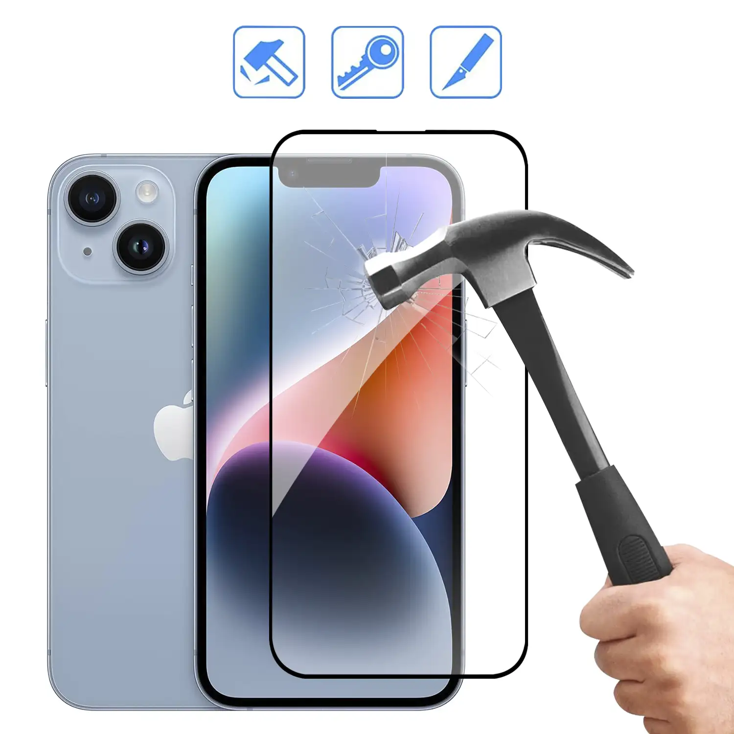 Protector de pantalla de cristal templado full cover para iPhone 13 / 13 Pro / 14