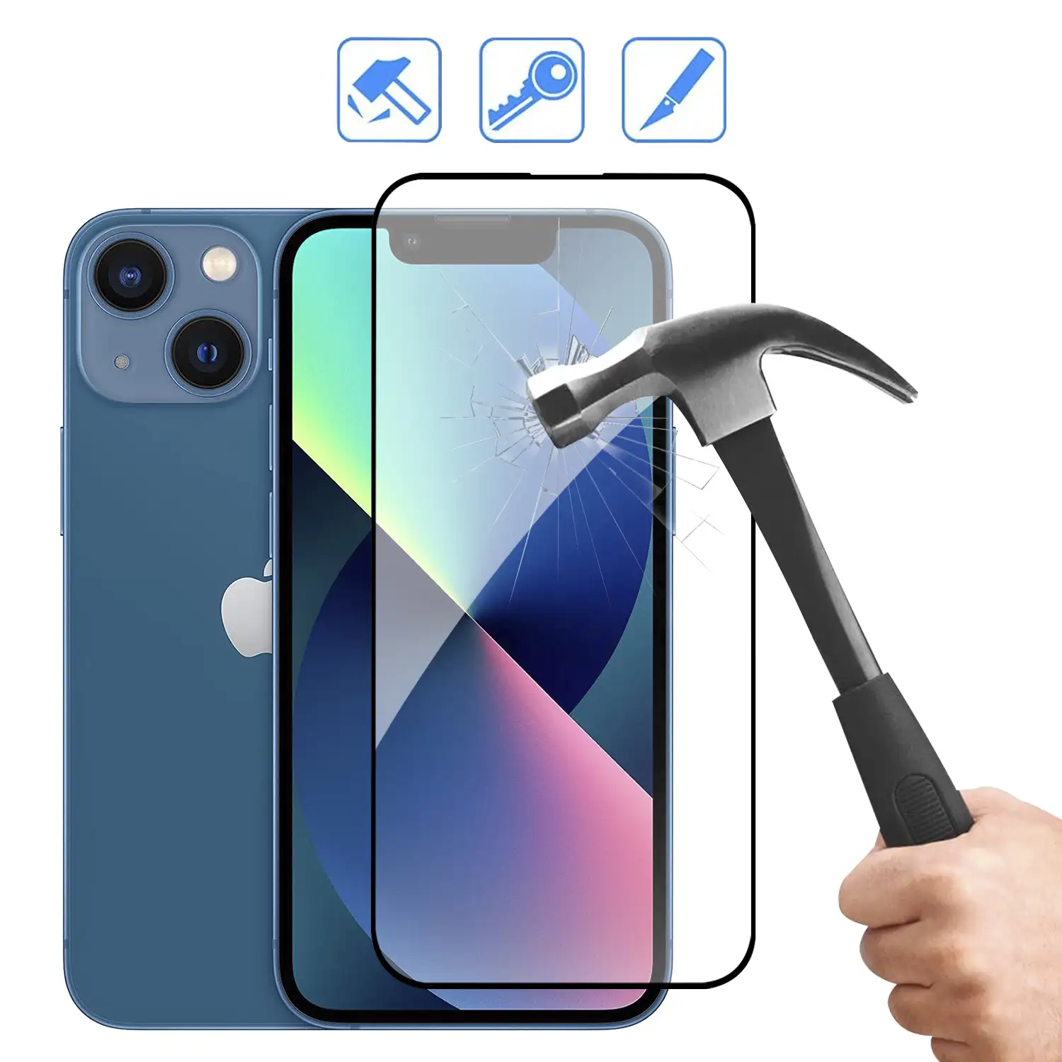 Protector de pantalla de cristal templado full cover para iPhone 13 Mini