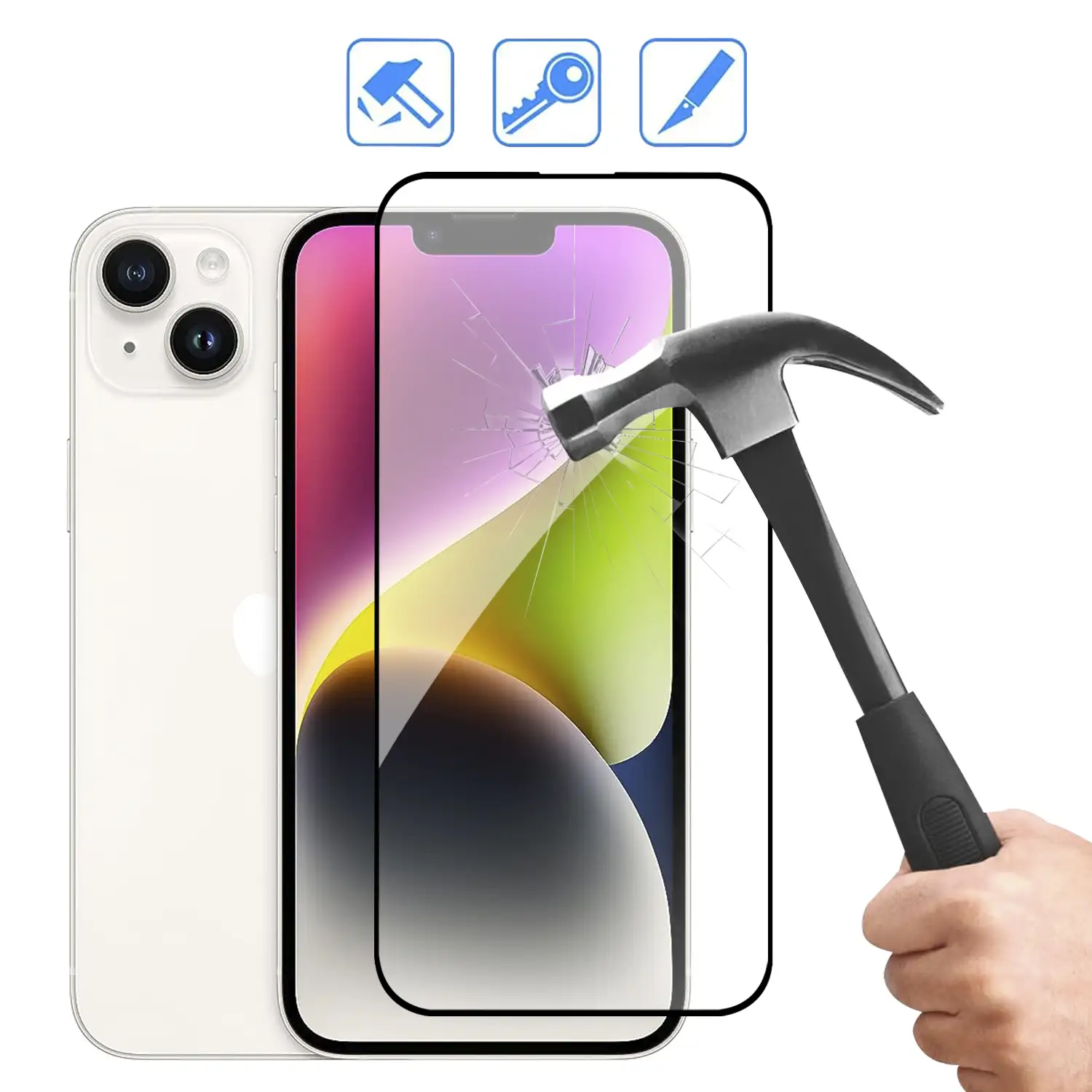 Protector de pantalla de cristal templado full cover para iPhone 13 Pro Max / 14 Plus