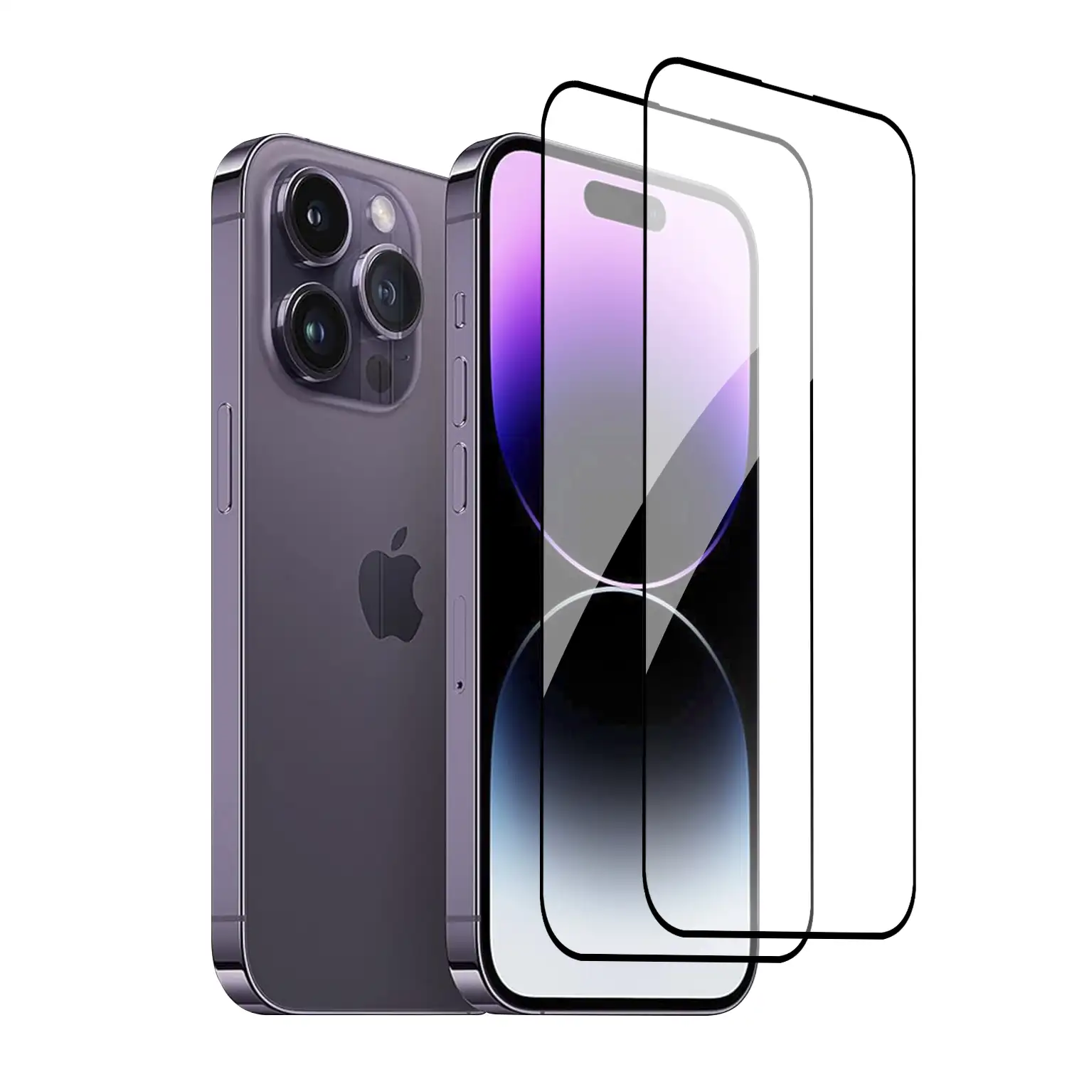 2x Protector de pantalla de cristal templado full cover para iPhone 14 Pro