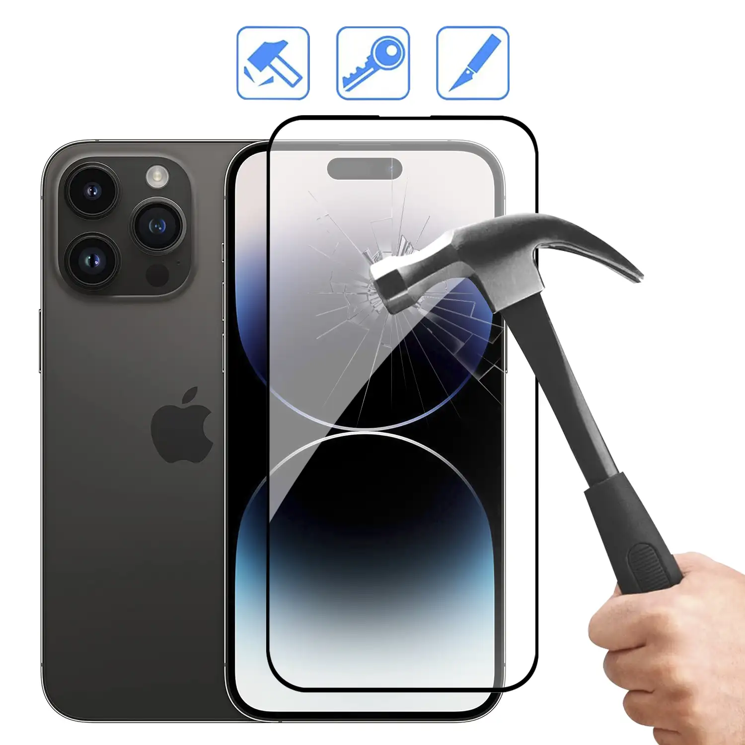 Protector de pantalla de cristal templado full cover para iPhone 14 Pro Max