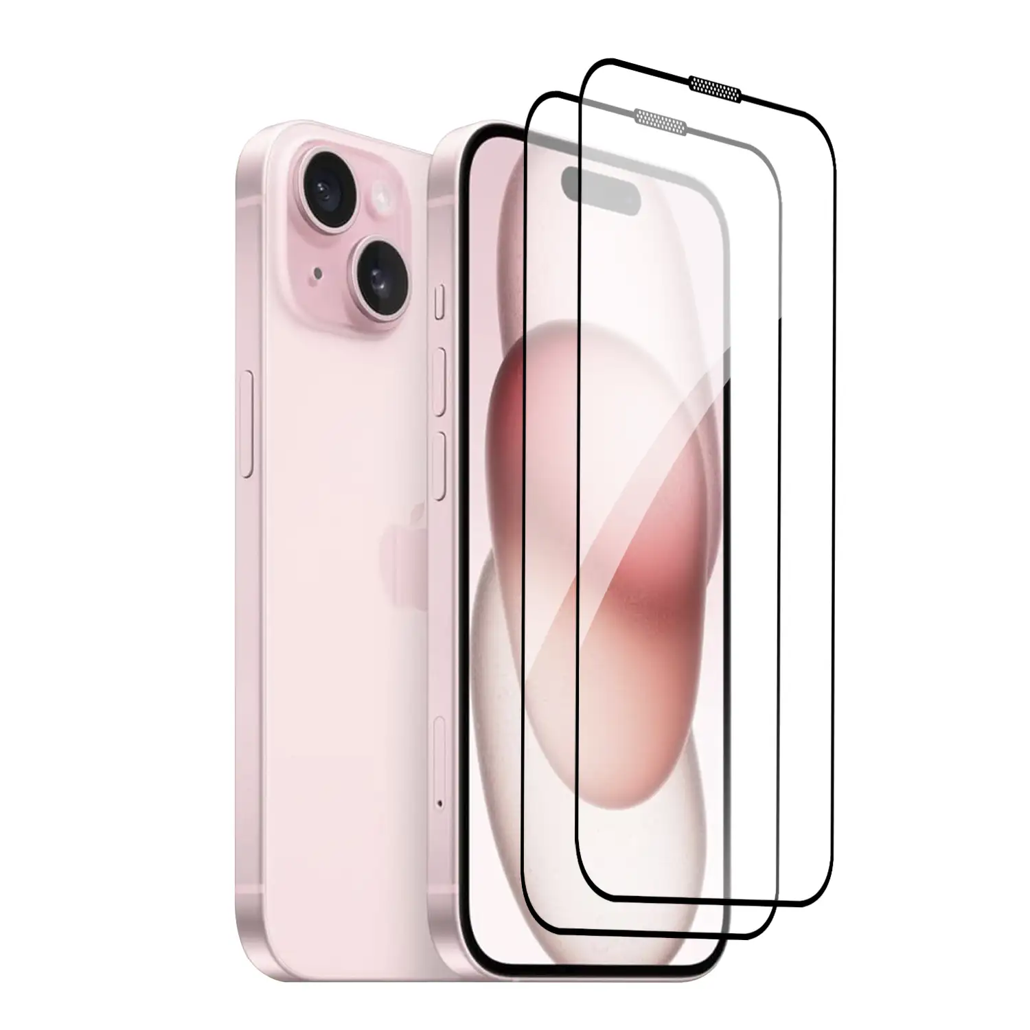 2x Protector de pantalla de cristal templado full cover para iPhone 15