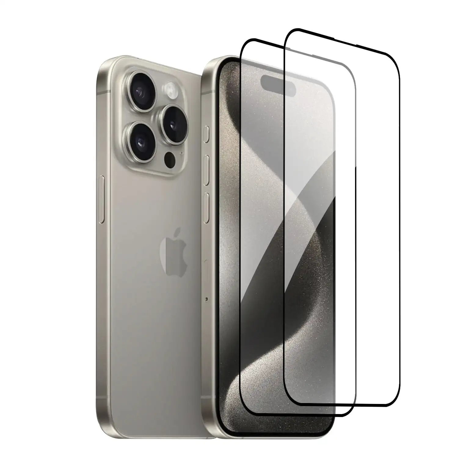 2x Protector de pantalla de cristal templado full cover para iPhone 15 Pro