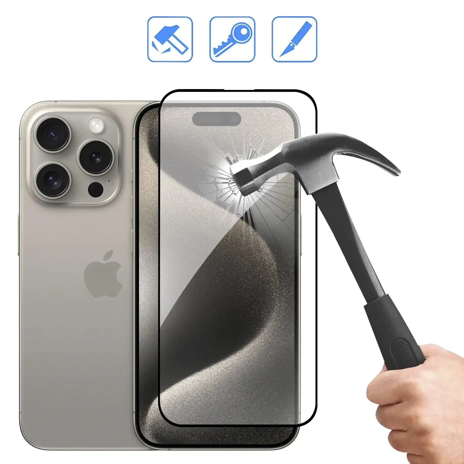 Protector de pantalla de cristal templado full cover para iPhone 15 Pro