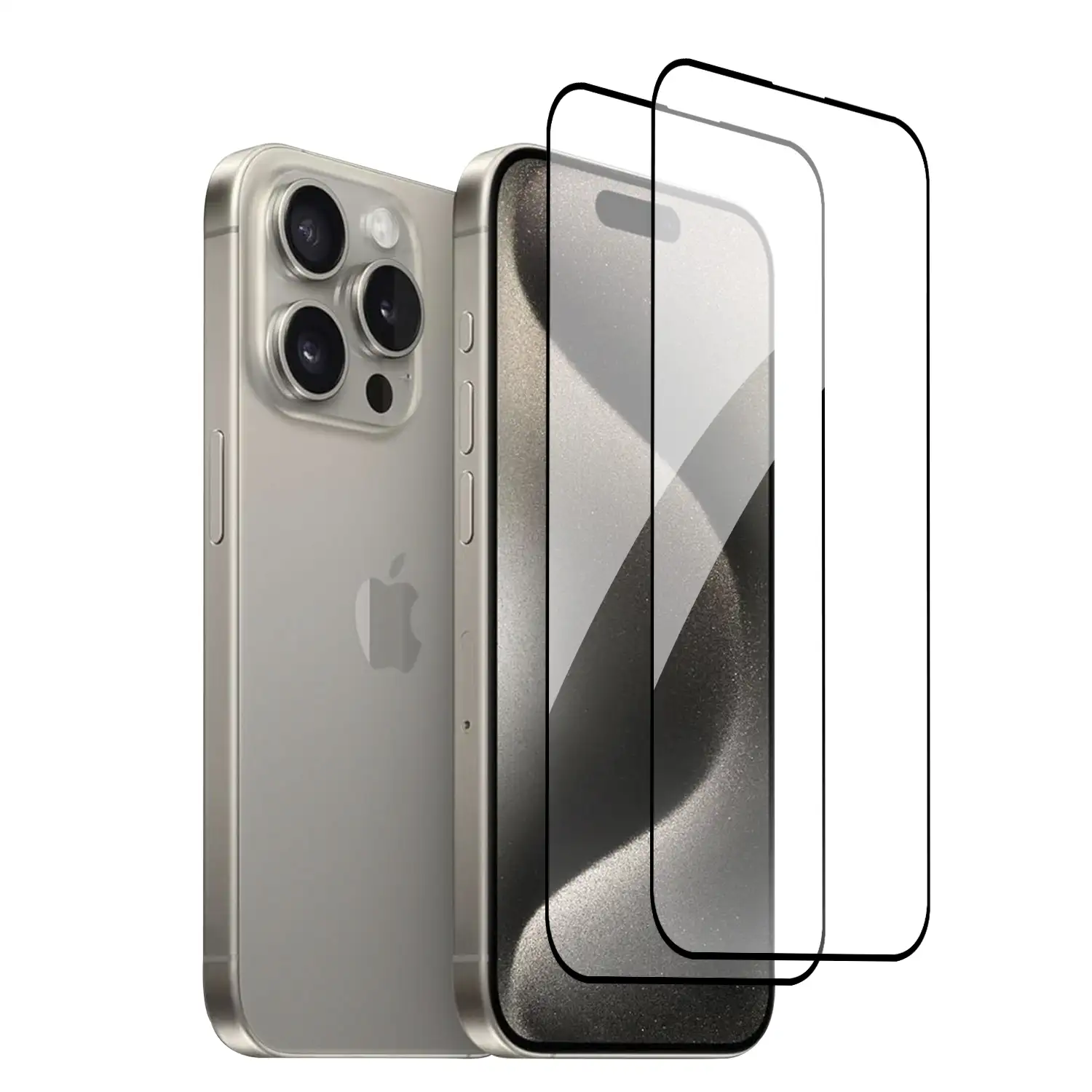 2x Protector de pantalla de cristal templado full cover para iPhone 15 Pro Max