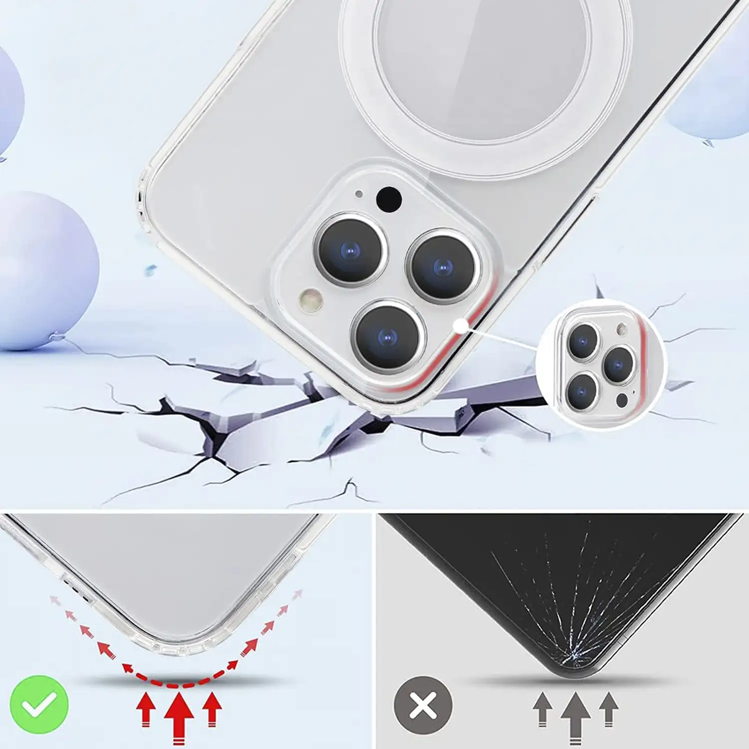 Carcasa transparente antichoque Magsafe para iPhone 14 Pro Max