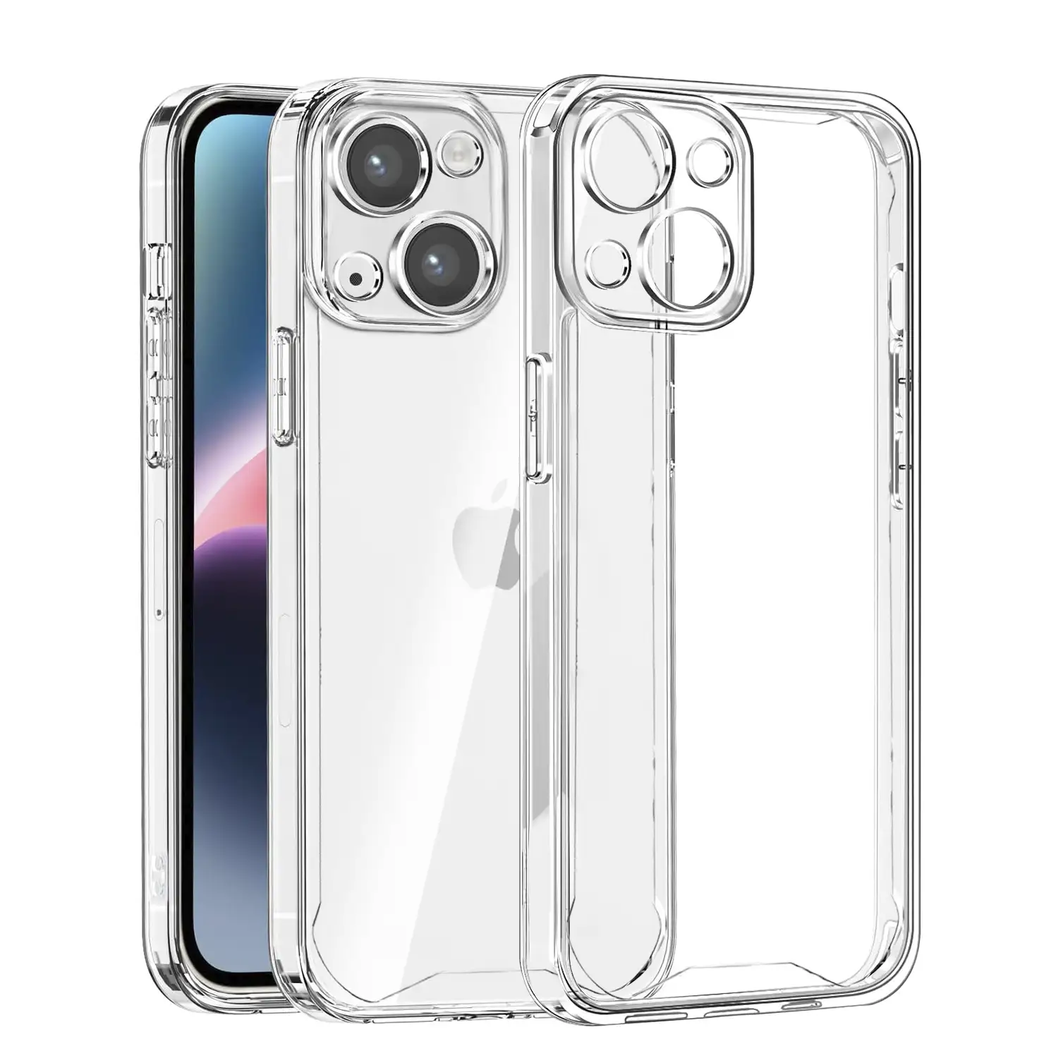 Carcasa transparente Armour antichoque con bordes reforzados y protección de cámaras para iPhone 14 Plus