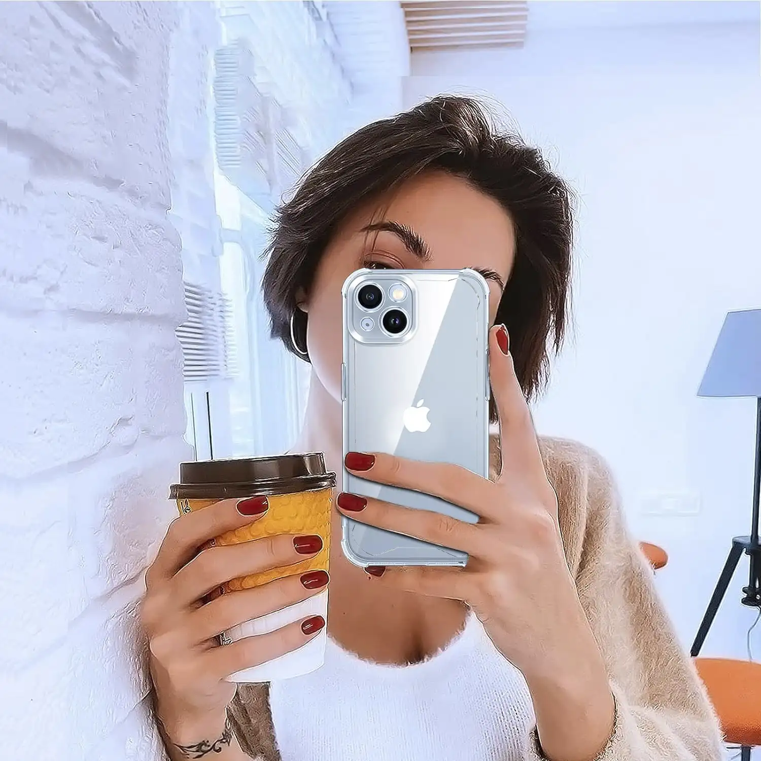 Carcasa transparente Armour antichoque con bordes reforzados y protección de cámaras para iPhone 15 Plus