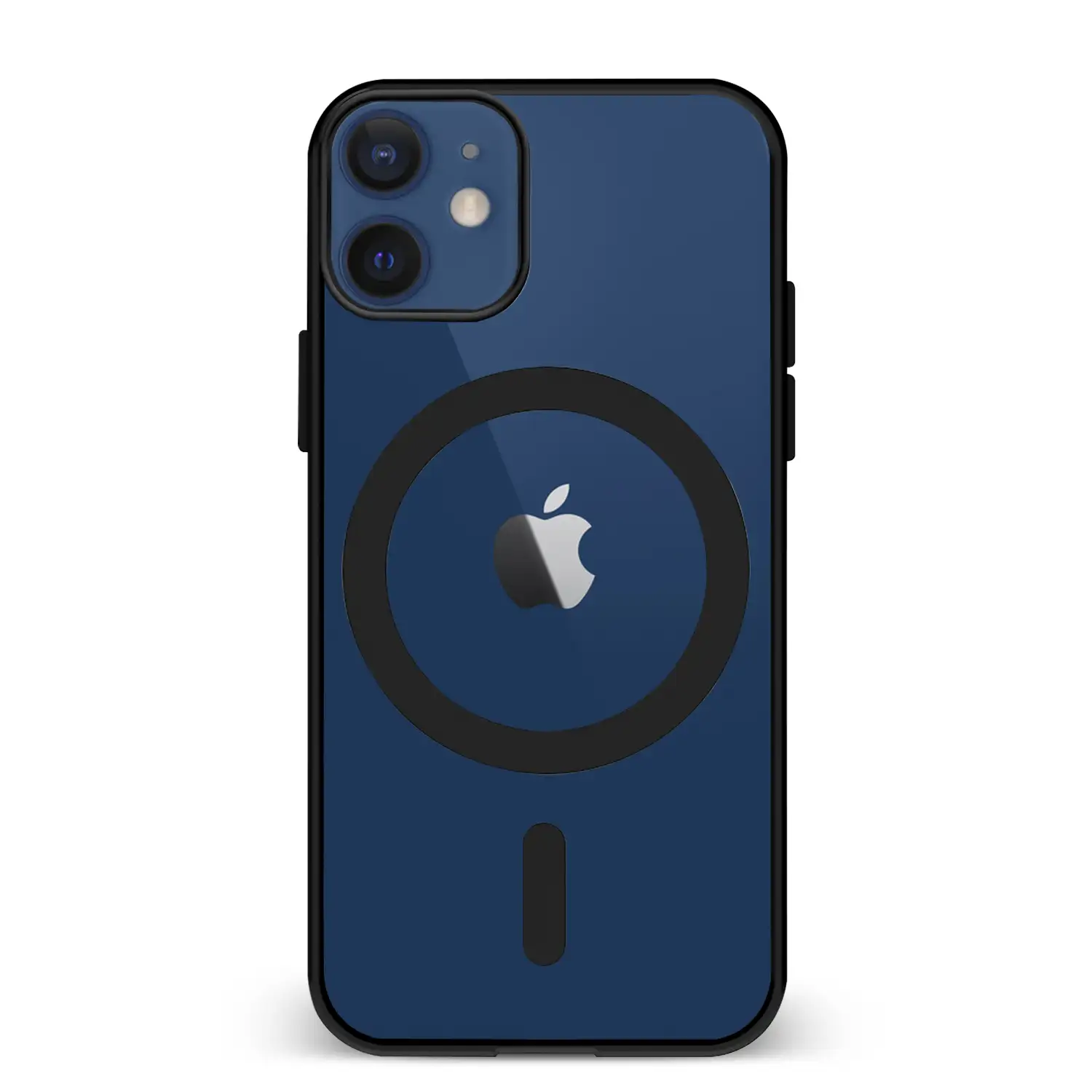 Carcasa híbrida antigolpes Magsafe para iPhone 12 Mini. Bordes de silicona y PVC posterior.