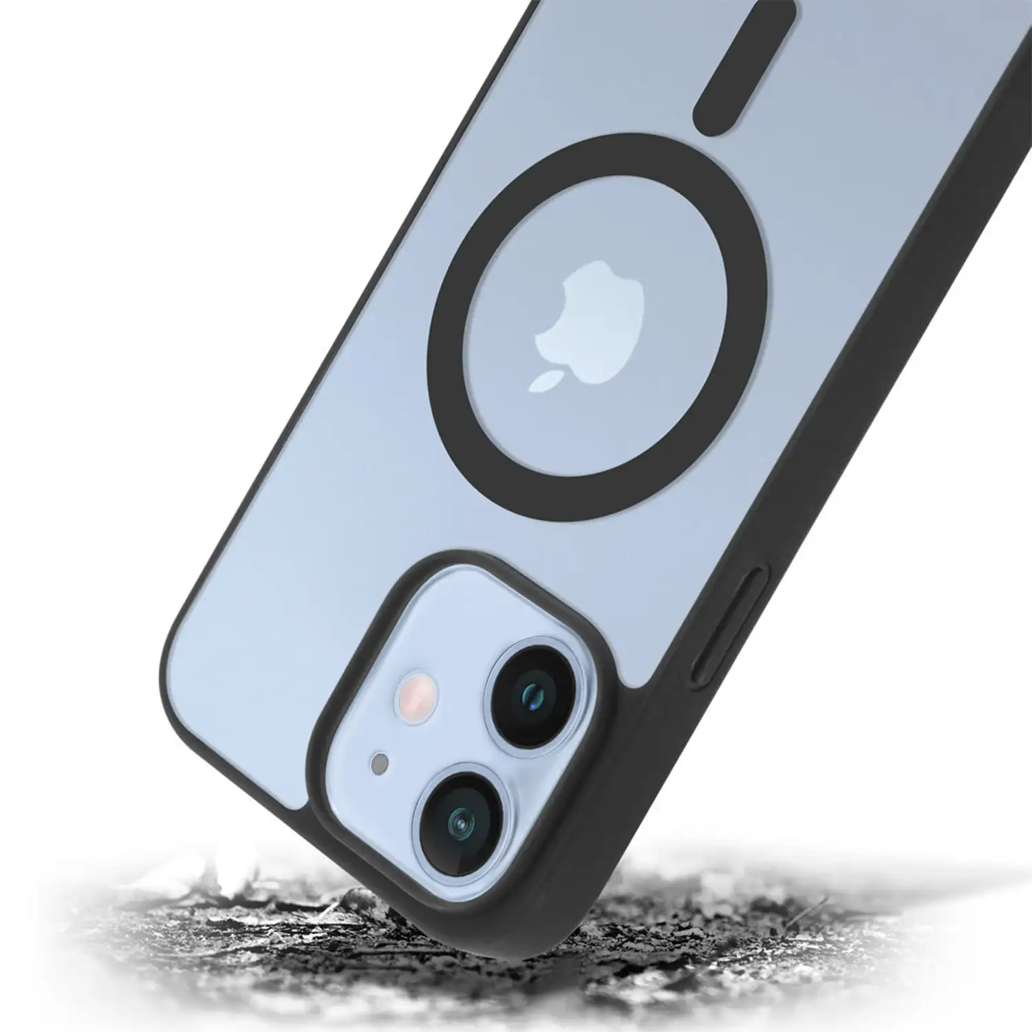 Carcasa híbrida antigolpes Magsafe para iPhone 12 Mini. Bordes de silicona y PVC posterior.