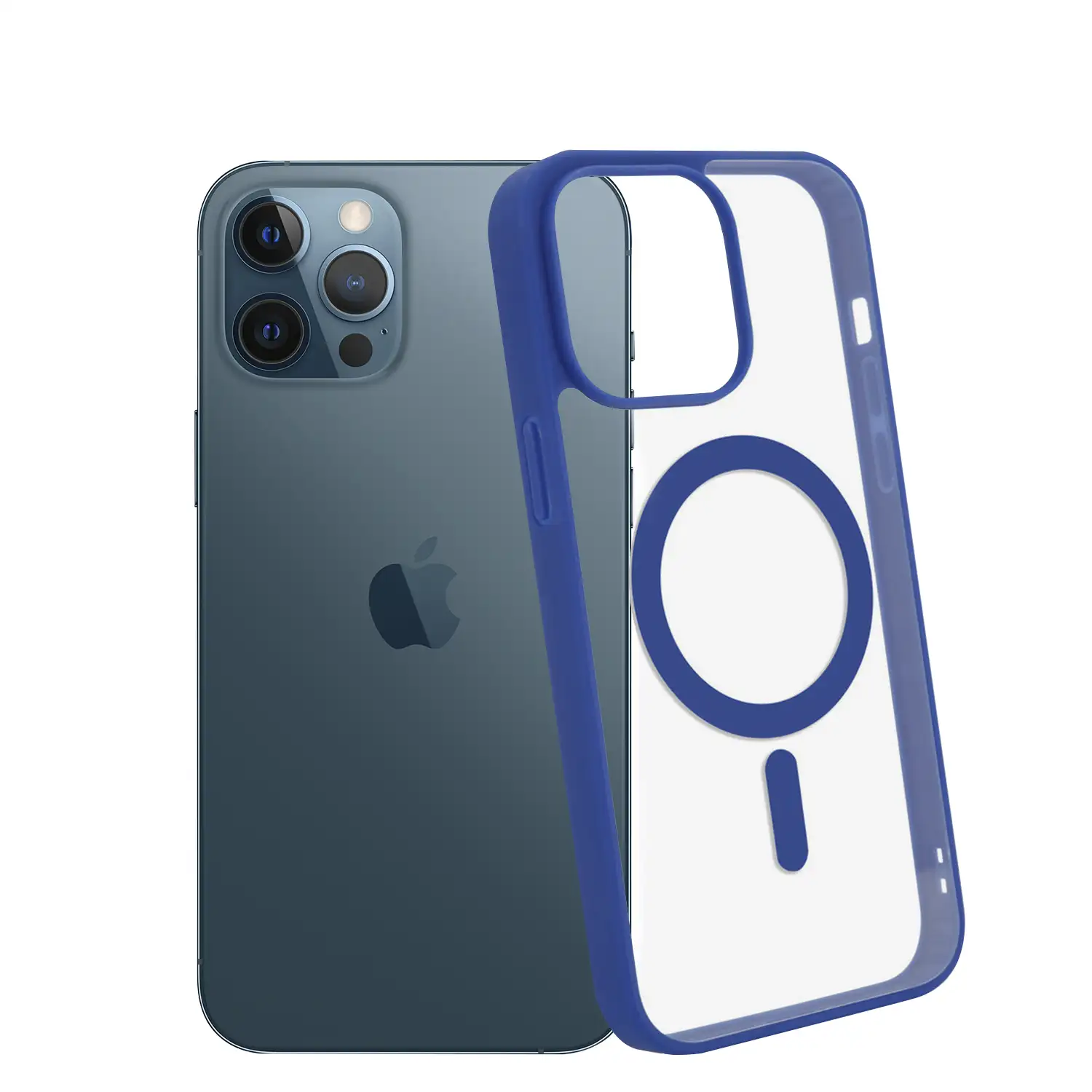 Carcasa híbrida antigolpes Magsafe para iPhone 12 Pro Max. Bordes de silicona y PVC posterior.
