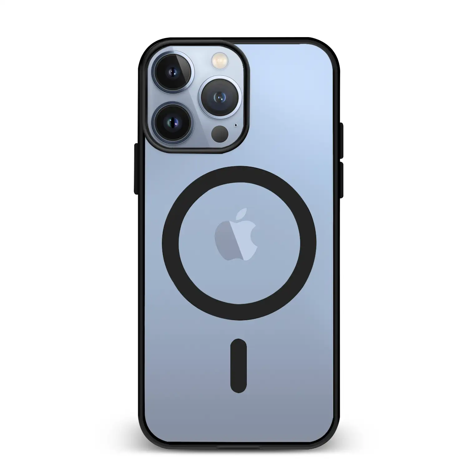 Carcasa híbrida antigolpes Magsafe para iPhone 13 Pro. Bordes de silicona y PVC posterior.