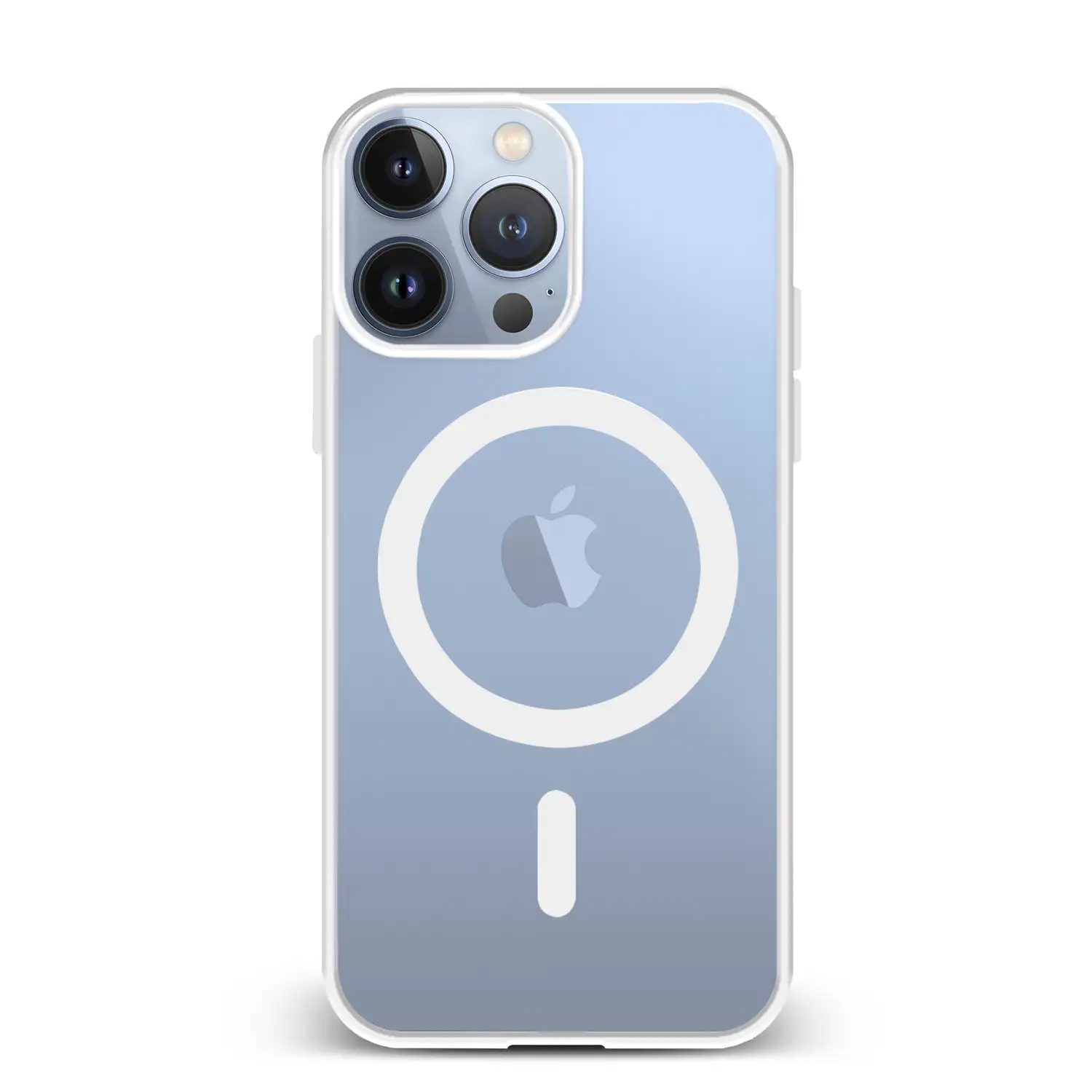 Carcasa híbrida antigolpes Magsafe para iPhone 13 Pro. Bordes de silicona y PVC posterior.