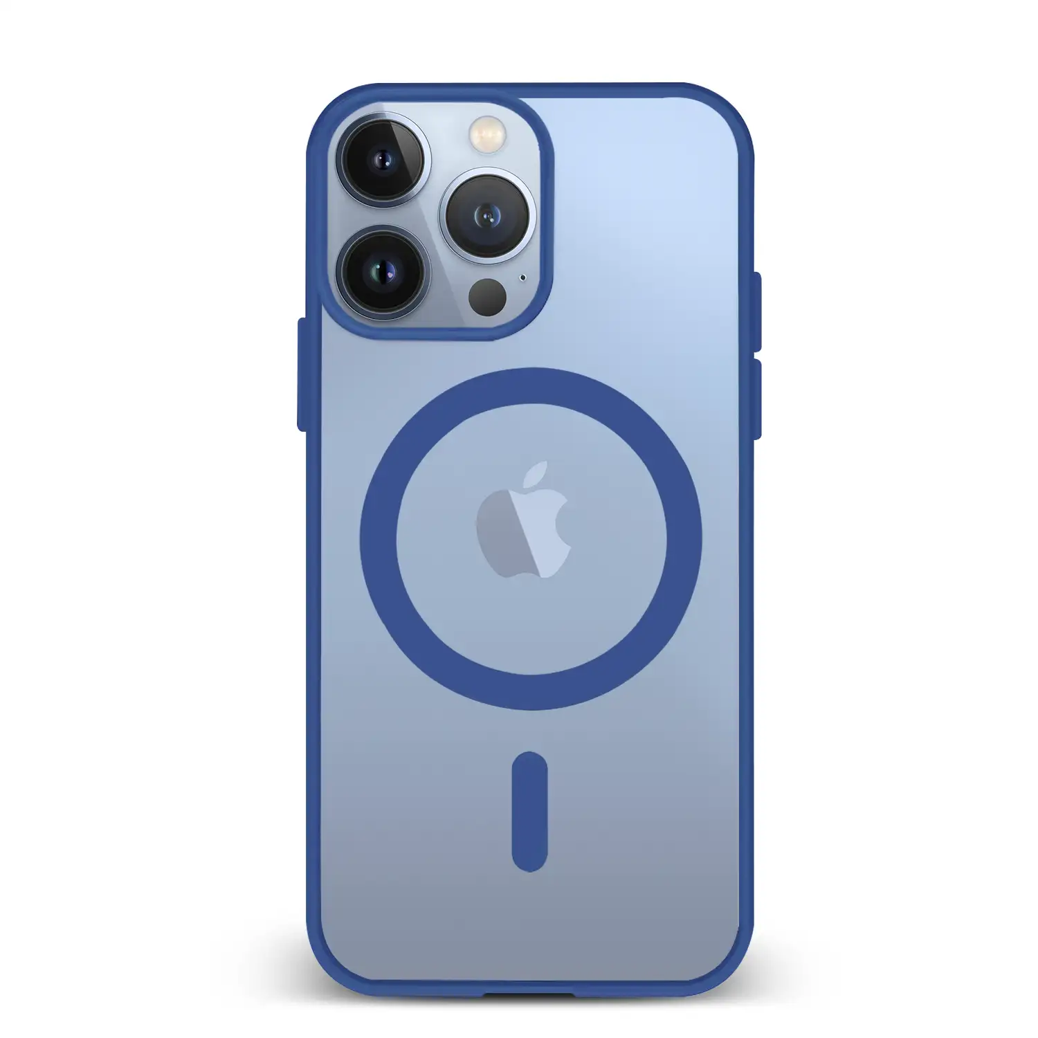 Carcasa híbrida antigolpes Magsafe para iPhone 13 Pro. Bordes de silicona y PVC posterior.