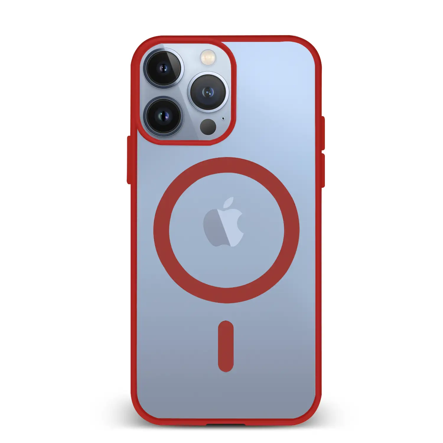 Carcasa híbrida antigolpes Magsafe para iPhone 13 Pro. Bordes de silicona y PVC posterior.