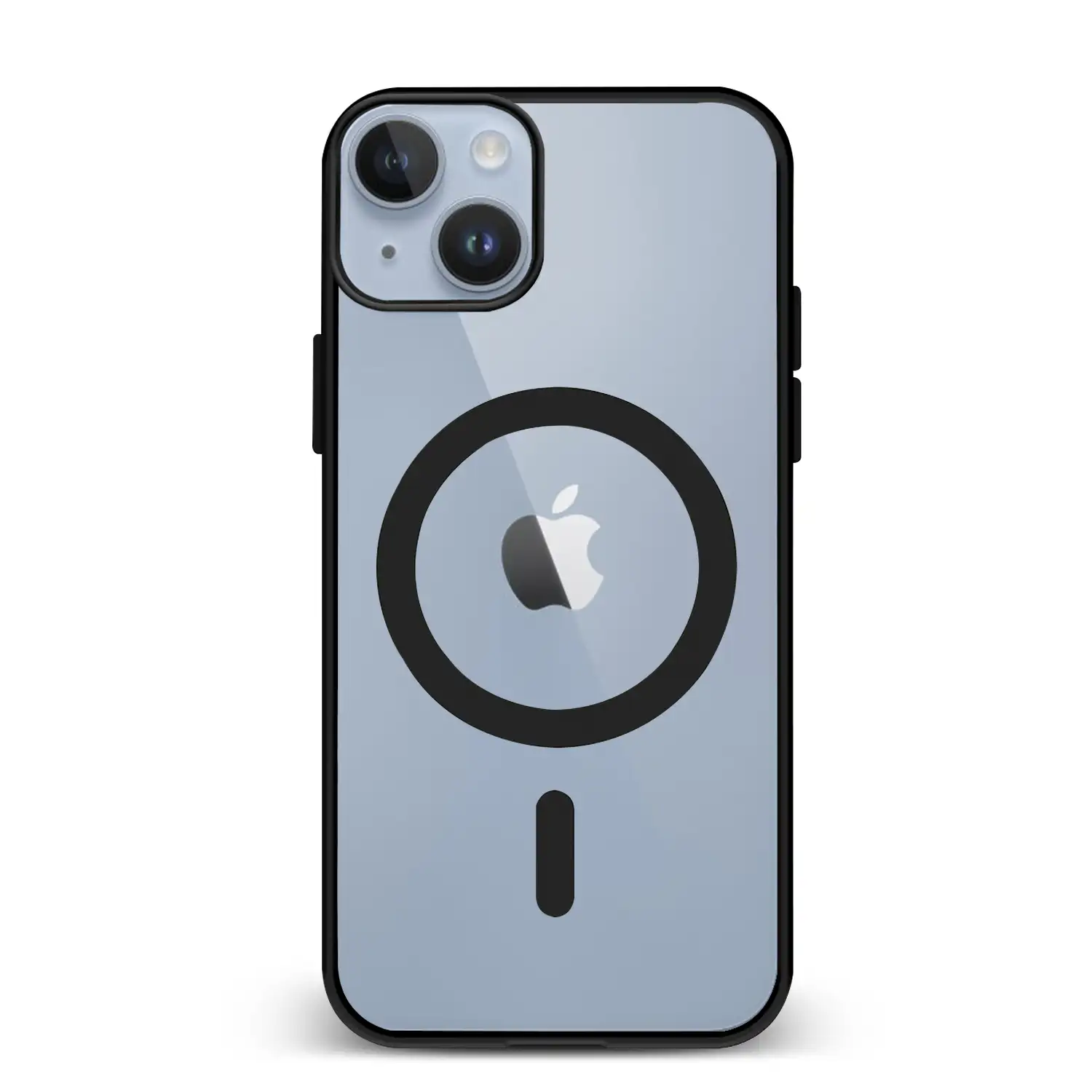 Carcasa híbrida antigolpes Magsafe para iPhone 13 / 14. Bordes de silicona y PVC posterior.