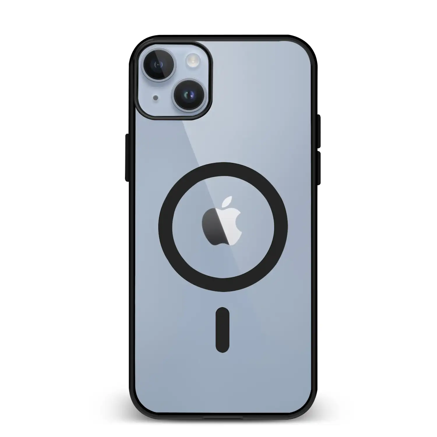 Carcasa híbrida antigolpes Magsafe para iPhone 14 Plus. Bordes de silicona y PVC posterior.