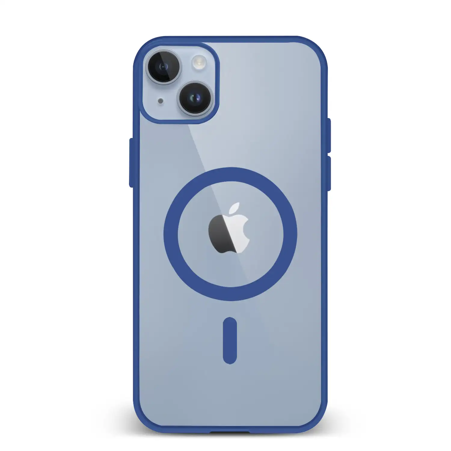 Carcasa híbrida antigolpes Magsafe para iPhone 14 Plus. Bordes de silicona y PVC posterior.
