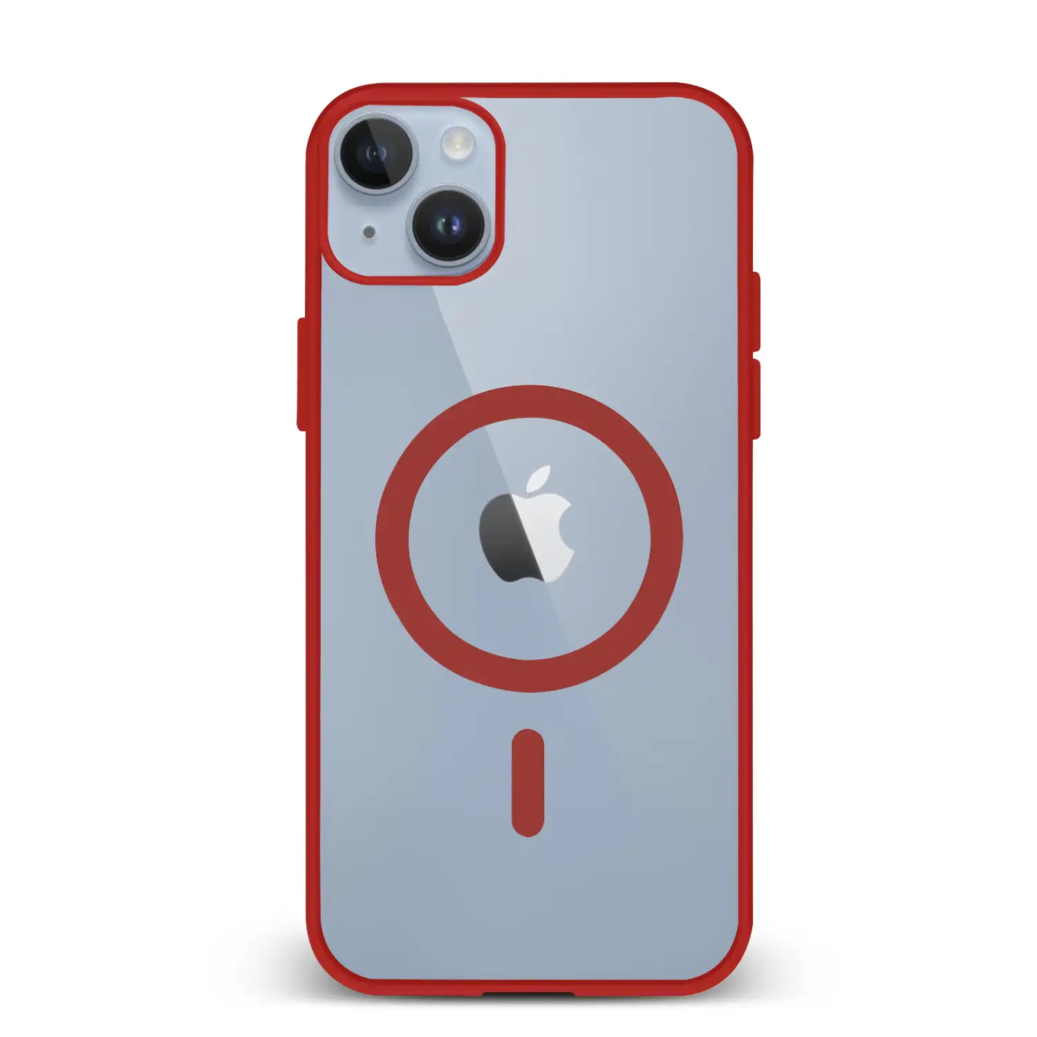 Carcasa híbrida antigolpes Magsafe para iPhone 14 Plus. Bordes de silicona y PVC posterior.