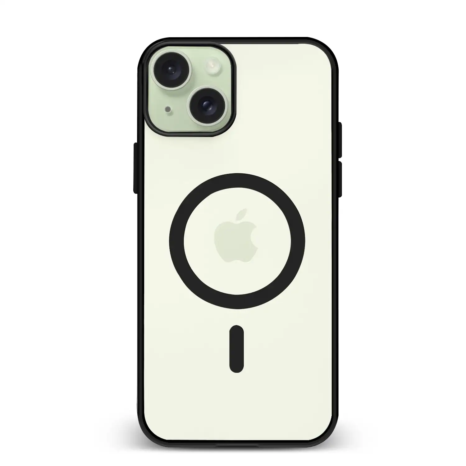 Carcasa híbrida antigolpes Magsafe para iPhone 15 Plus. Bordes de silicona y PVC posterior.