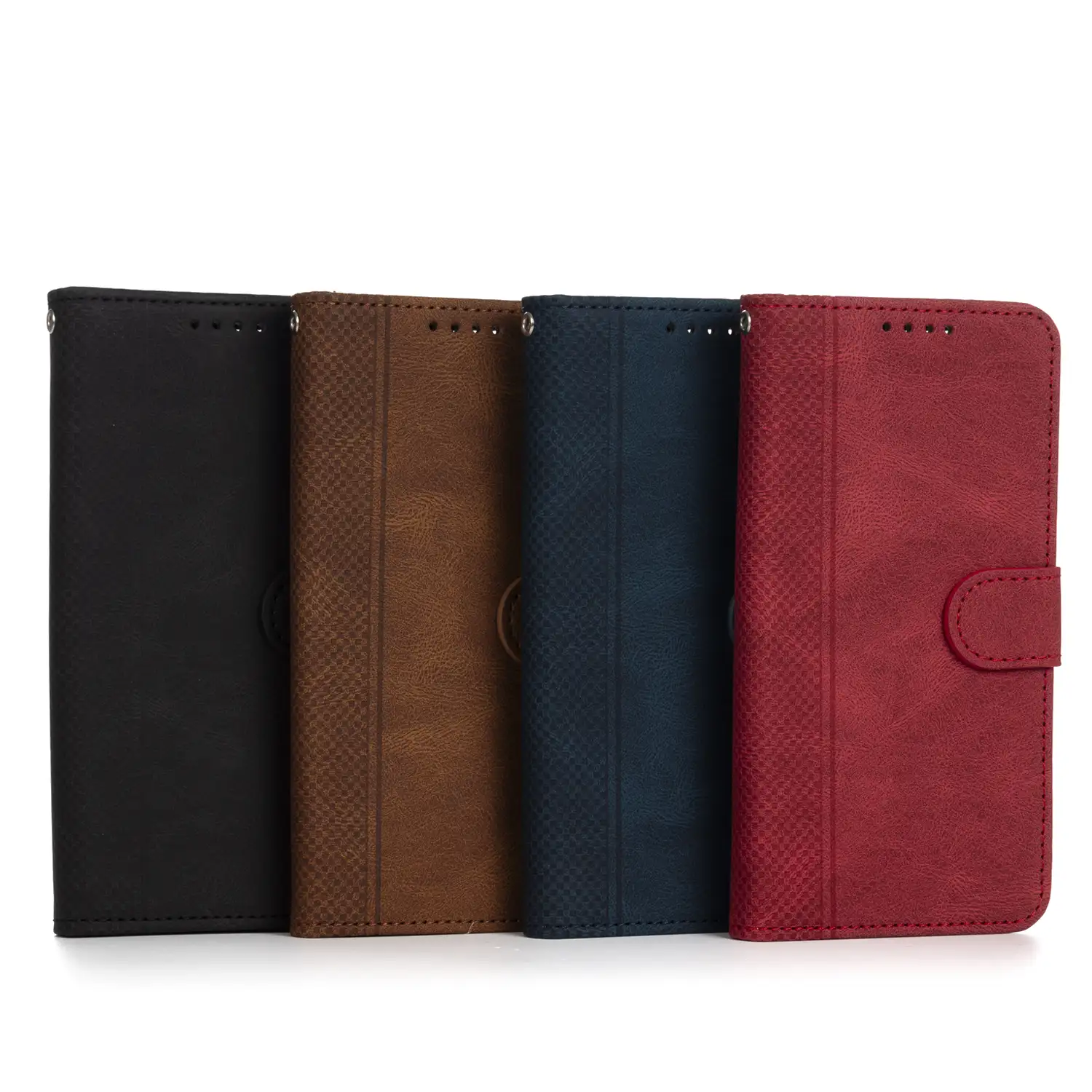 Funda antigolpes tipo libro simil piel para iPhone 14 Pro. Tarjetero interior, muñequera extraíble.