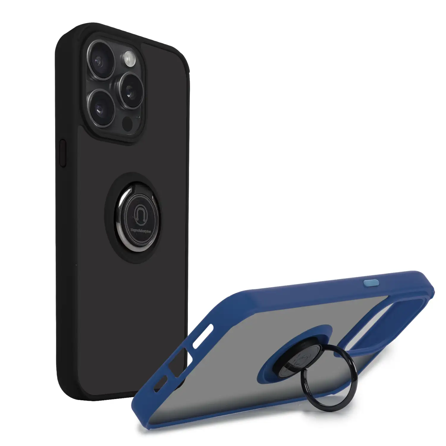Carcasa híbrida antigolpes Clampstand para 15 Pro Max. Anillo de sujección plegable + modo stand.