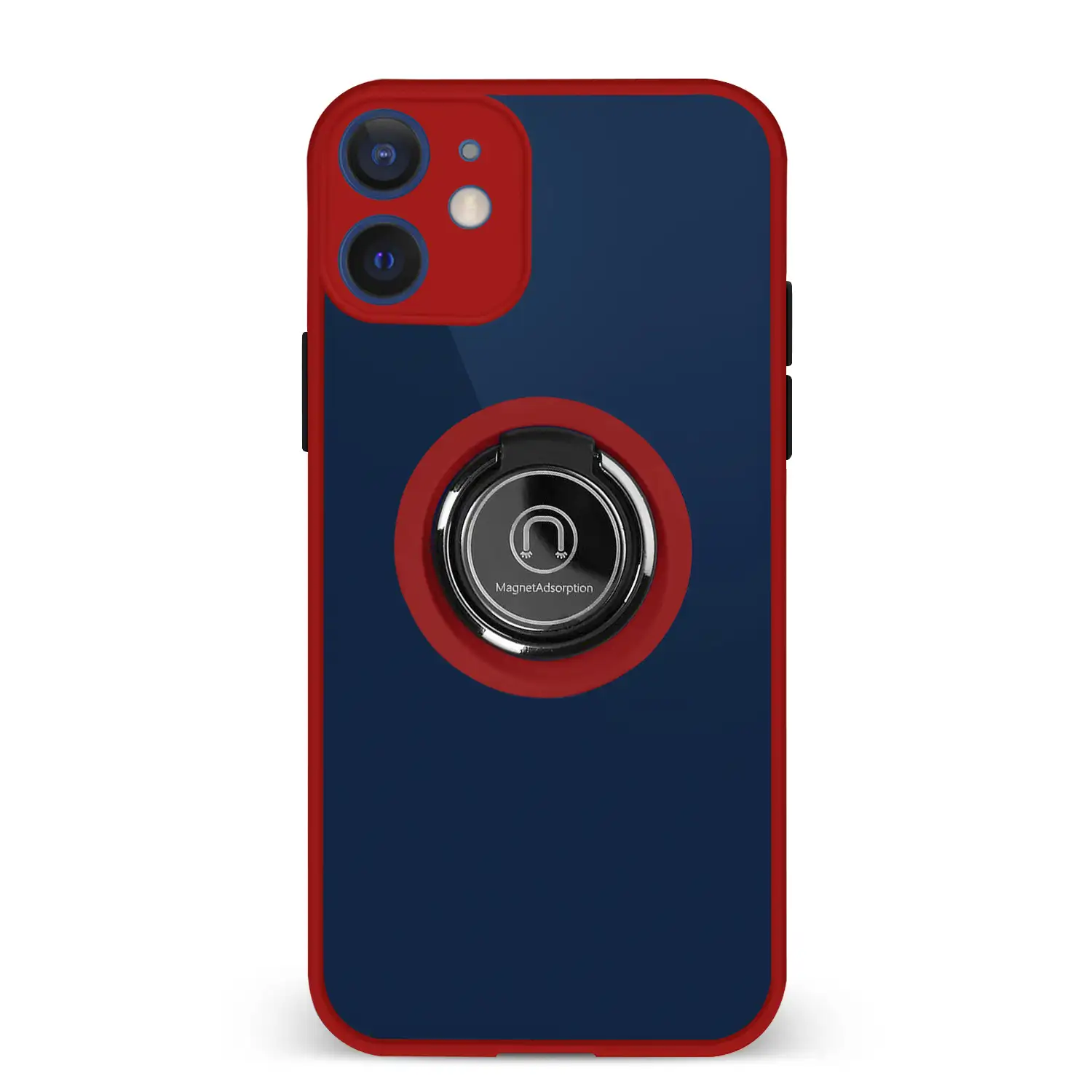 Carcasa híbrida antigolpes Clampstand con protección de cámara para 12 Mini. Anillo de sujección plegable + modo stand.