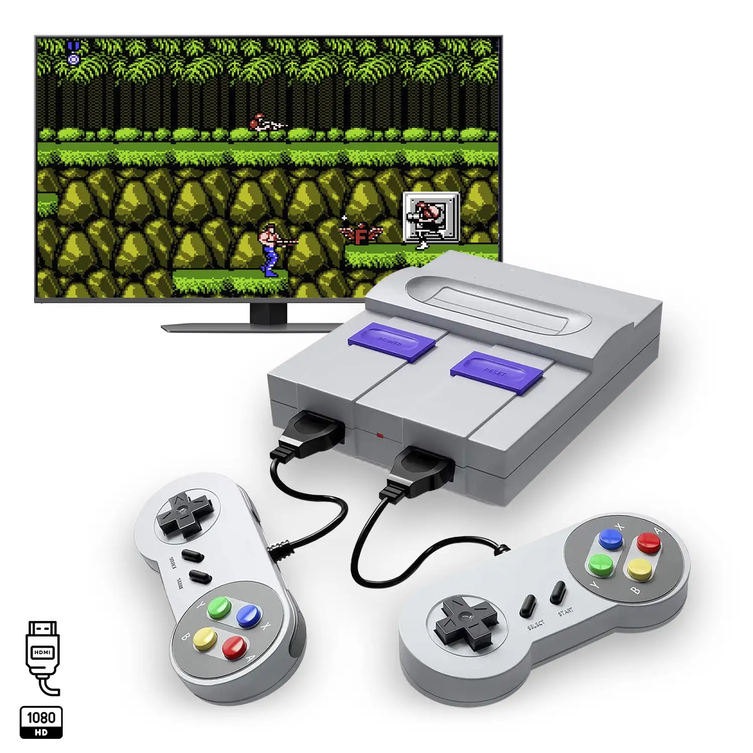 Consola retro Super Mini SN-02 con 821 juegos clásicos de 8 bits. 2 mandos, HD1080P.