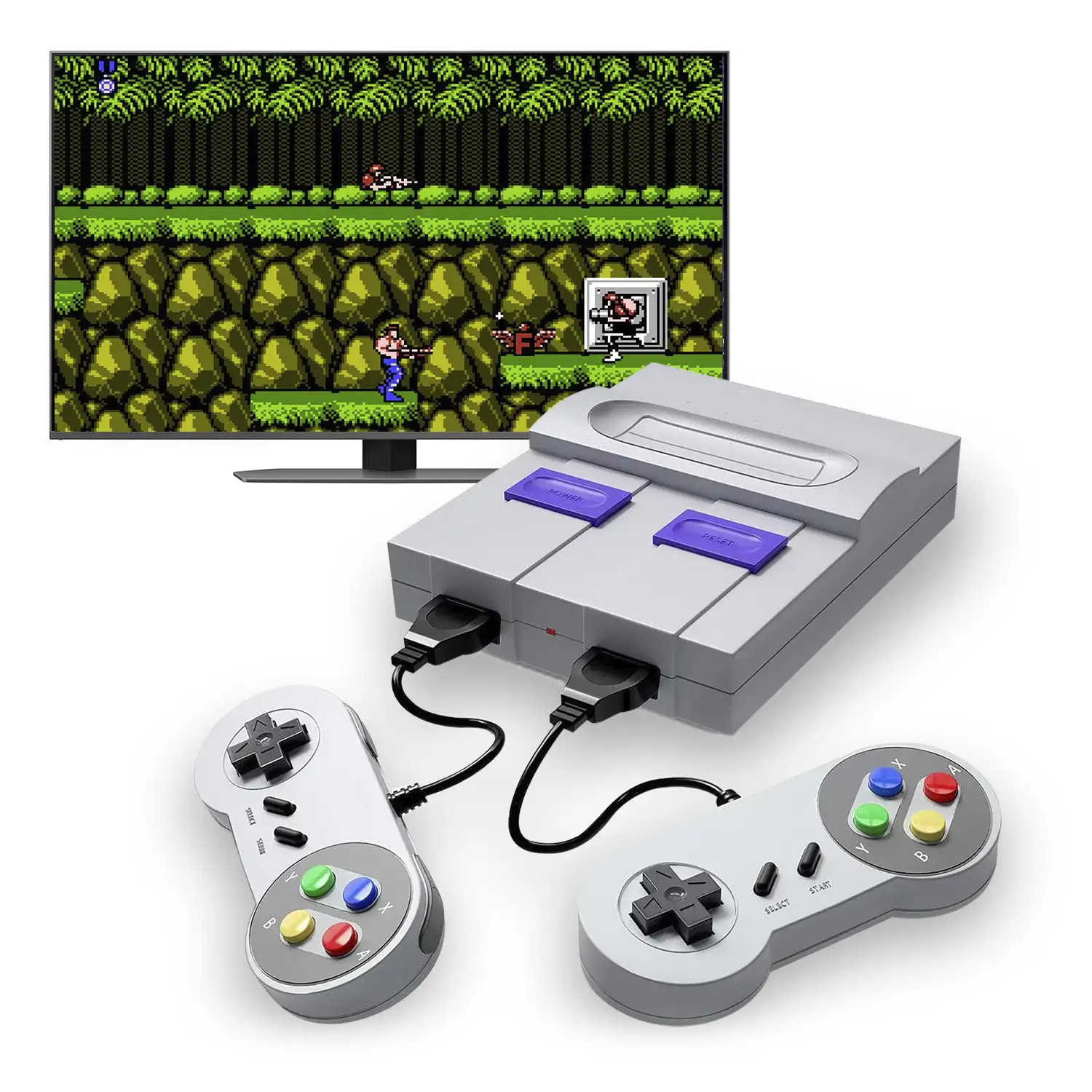 Consola retro Super Mini SN-02 con 821 juegos clásicos de 8 bits. 2 mandos, HD1080P.